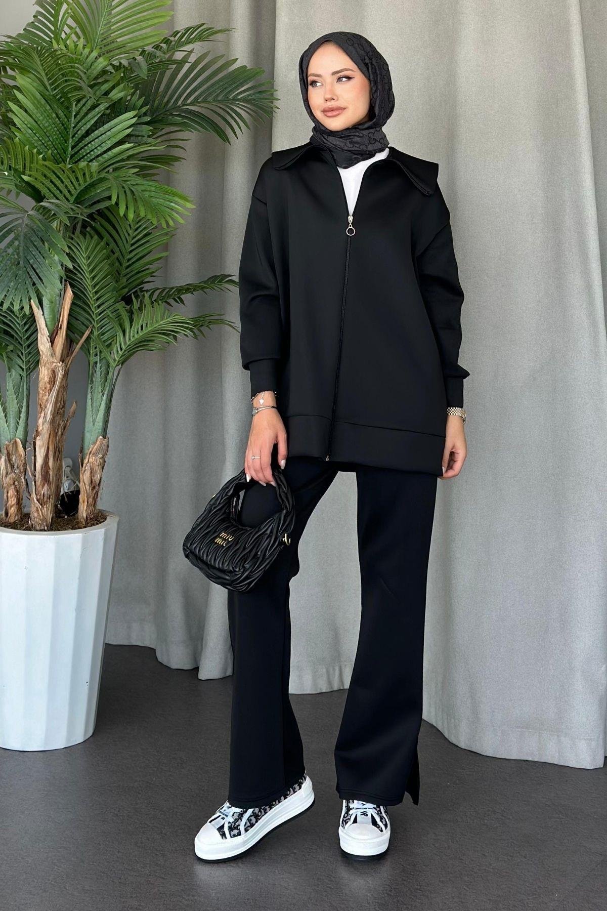 Serenay Scuba Takım Siyah, Fiyatları Haza Moda | Tesettür Giyim | Serenay Scuba Takım Siyah
