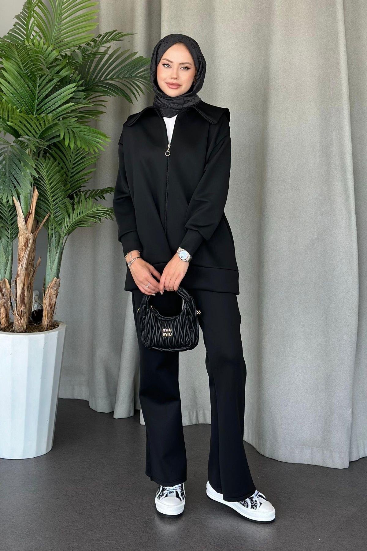 Serenay Scuba Takım Siyah, Fiyatları Haza Moda | Tesettür Giyim | Serenay Scuba Takım Siyah