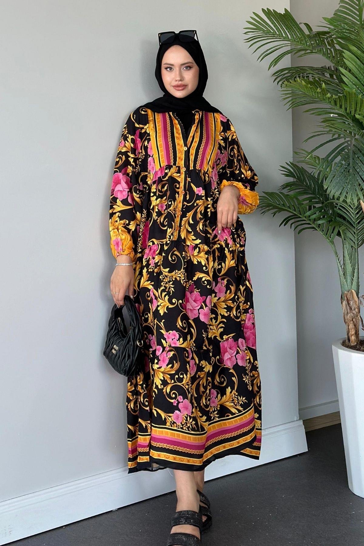 Serin Elbise Gold, Fiyatları Haza Moda | Tesettür Giyim | Serin Elbise Gold