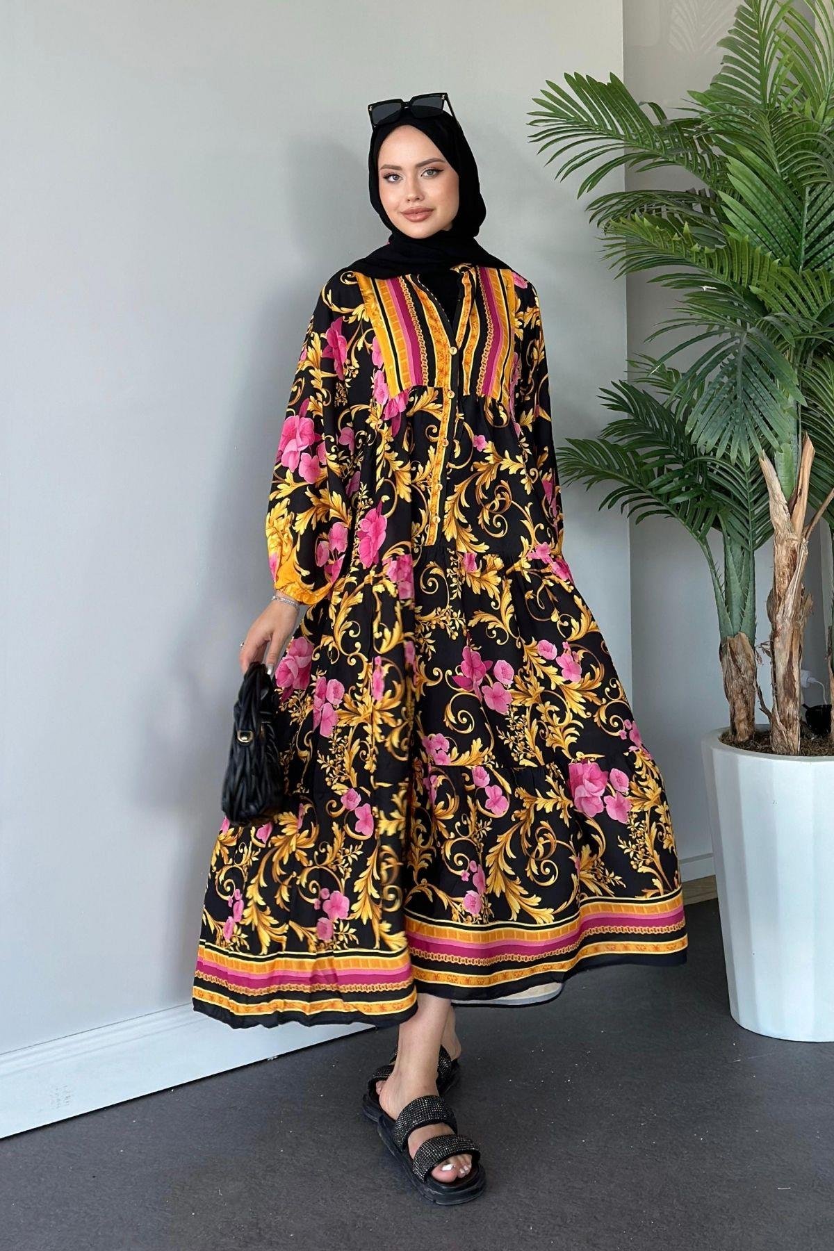 Serin Elbise Gold, Fiyatları Haza Moda | Tesettür Giyim | Serin Elbise Gold