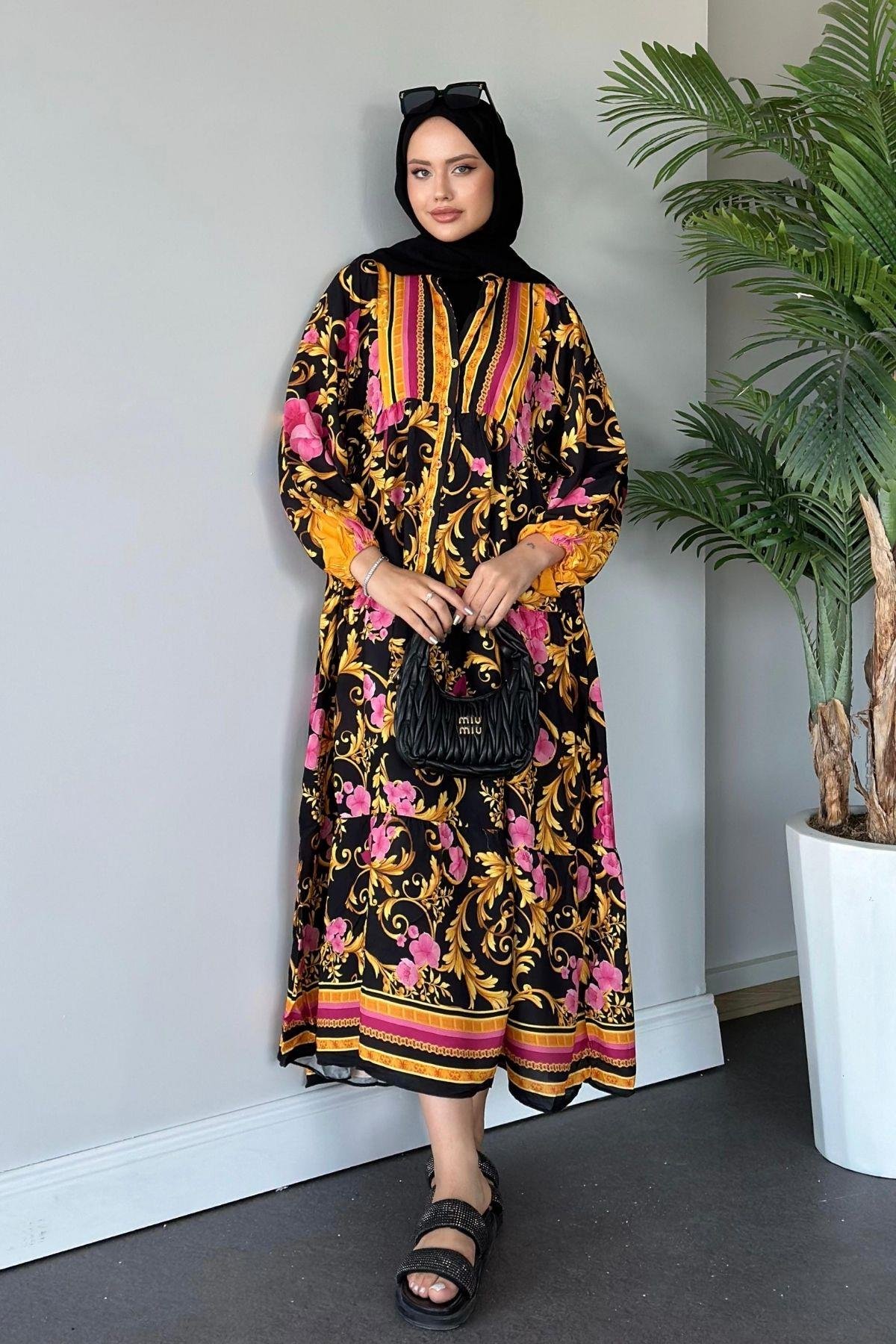 Serin Elbise Gold, Fiyatları Haza Moda | Tesettür Giyim | Serin Elbise Gold