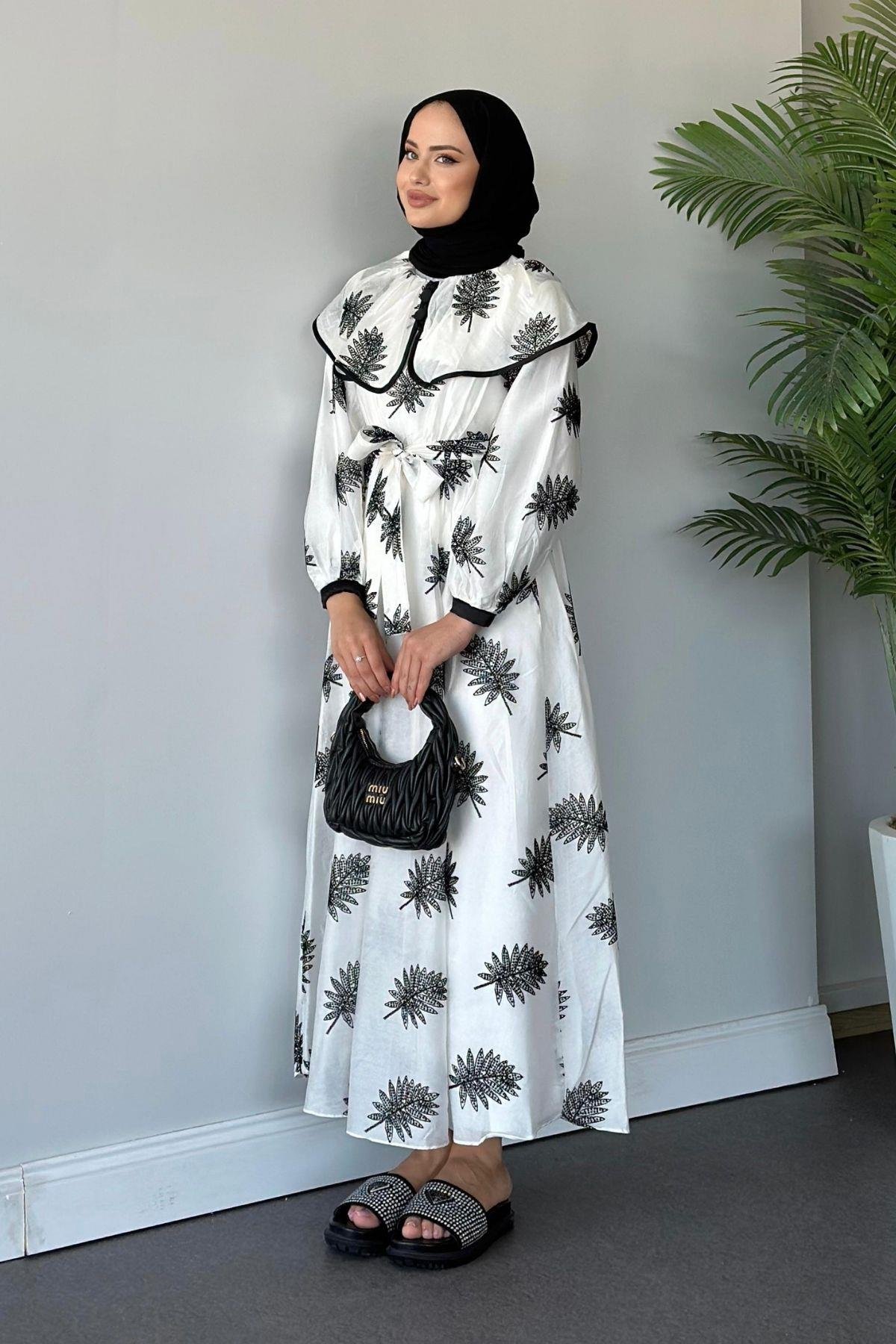 Shine Pamuk Keten Elbise Beyaz, Fiyatları 