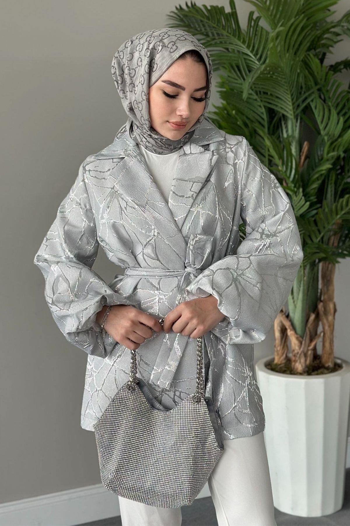 Simli Jakar Ceket Gri, Fiyatları 