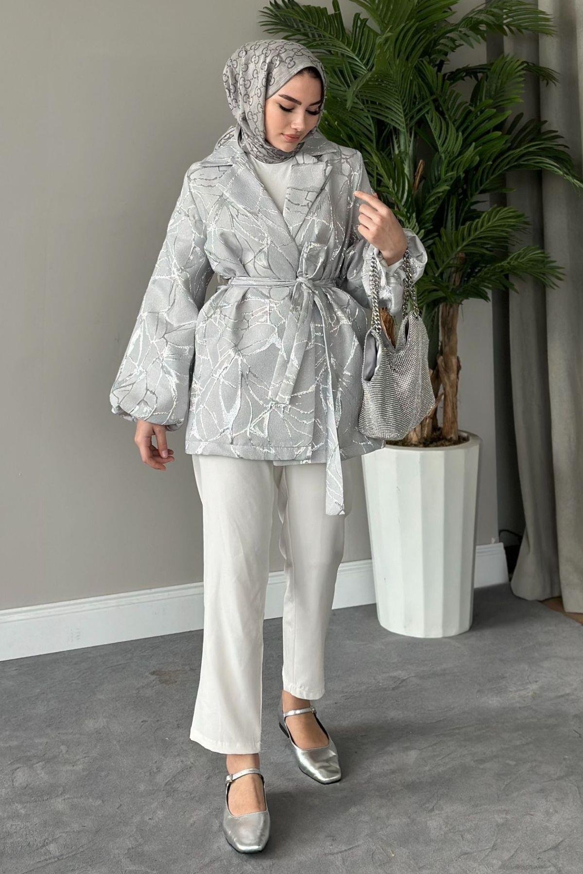 Simli Jakar Ceket Gri, Fiyatları 