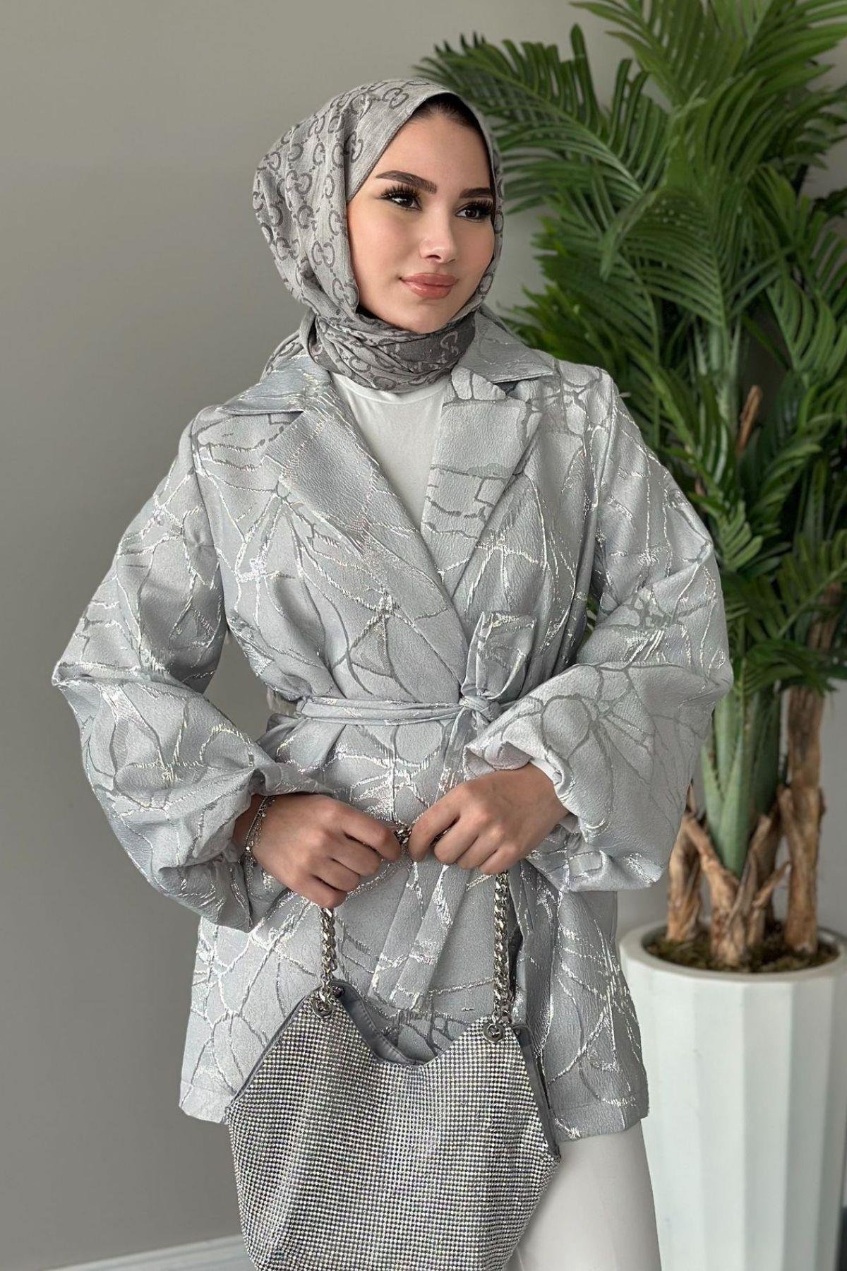 Simli Jakar Ceket Gri, Fiyatları 