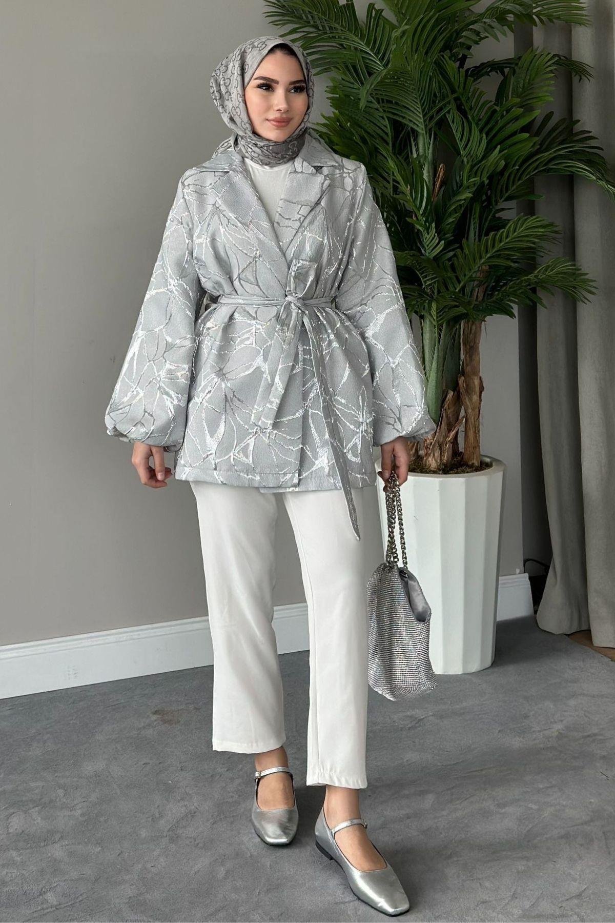 Simli Jakar Ceket Gri, Fiyatları 