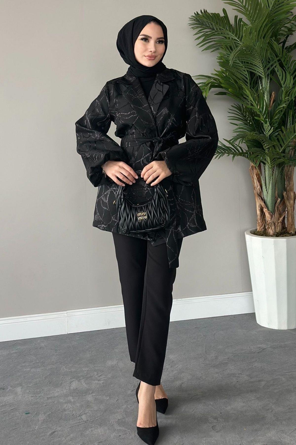 Simli Jakar Ceket Siyah, Fiyatları 