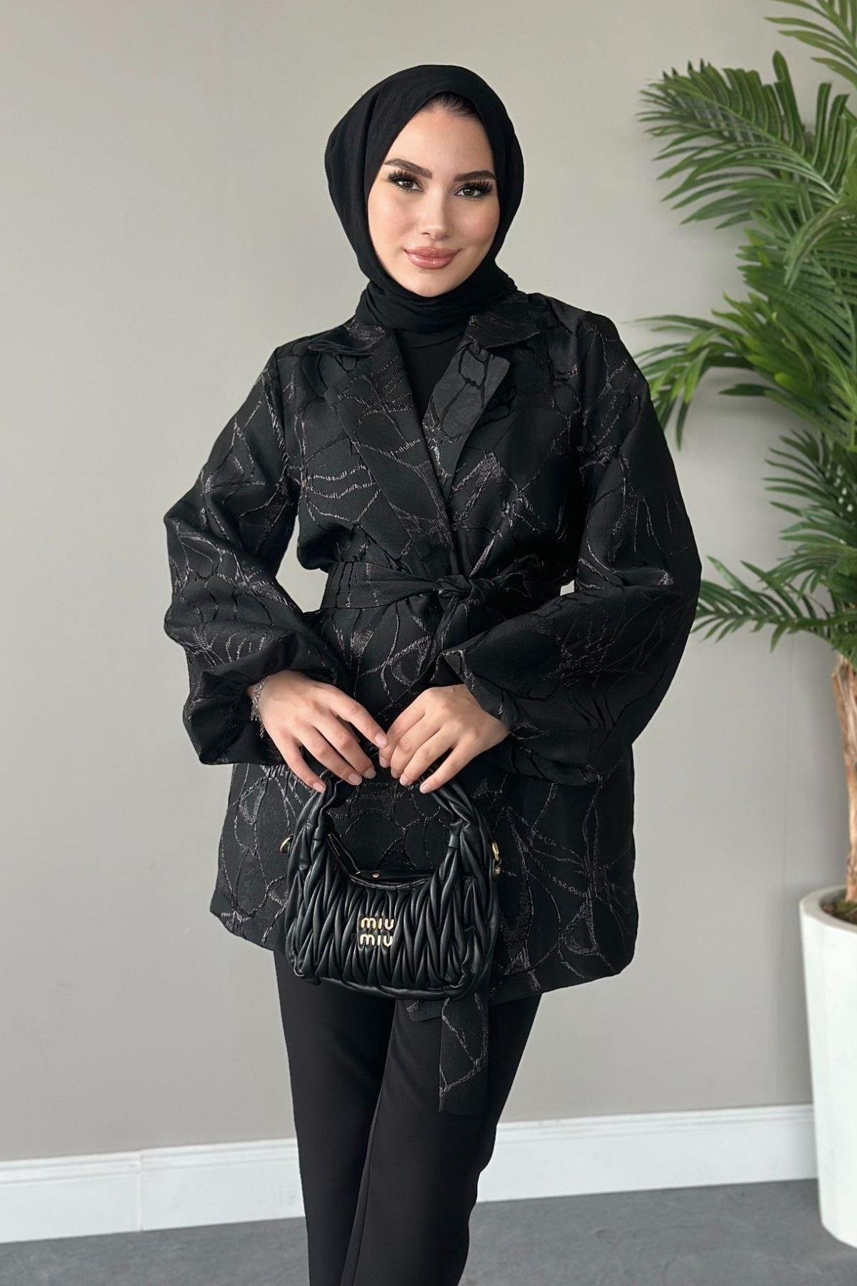 Simli Jakar Ceket Siyah, Fiyatları 