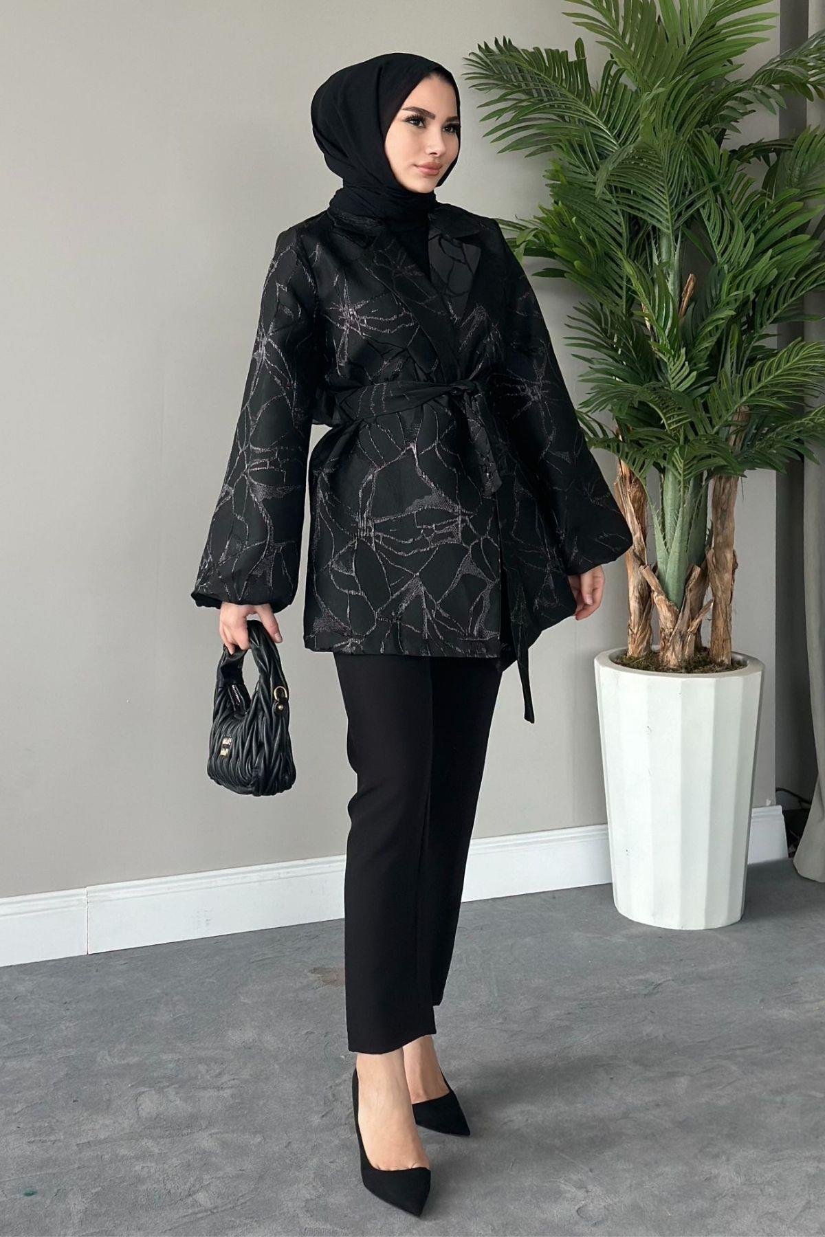 Simli Jakar Ceket Siyah, Fiyatları 