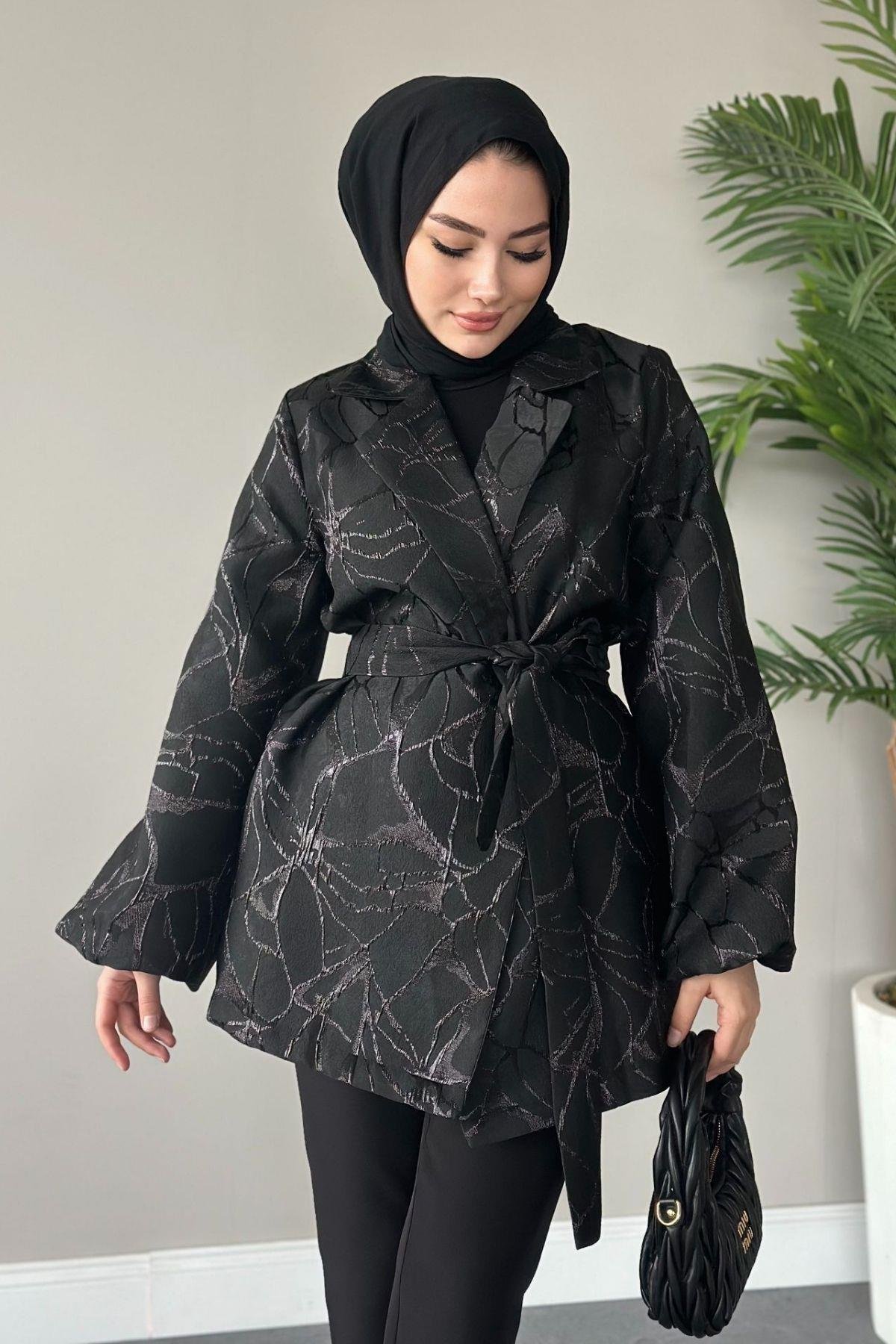 Simli Jakar Ceket Siyah, Fiyatları 