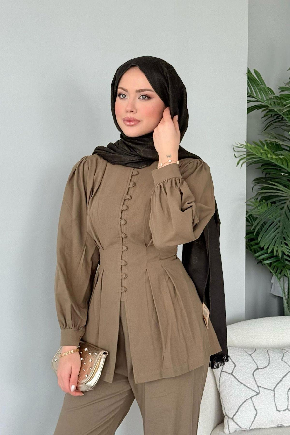 Sindy Keten Takım Haki, Fiyatları Sindy Keten Takım Haki- Haza Moda 