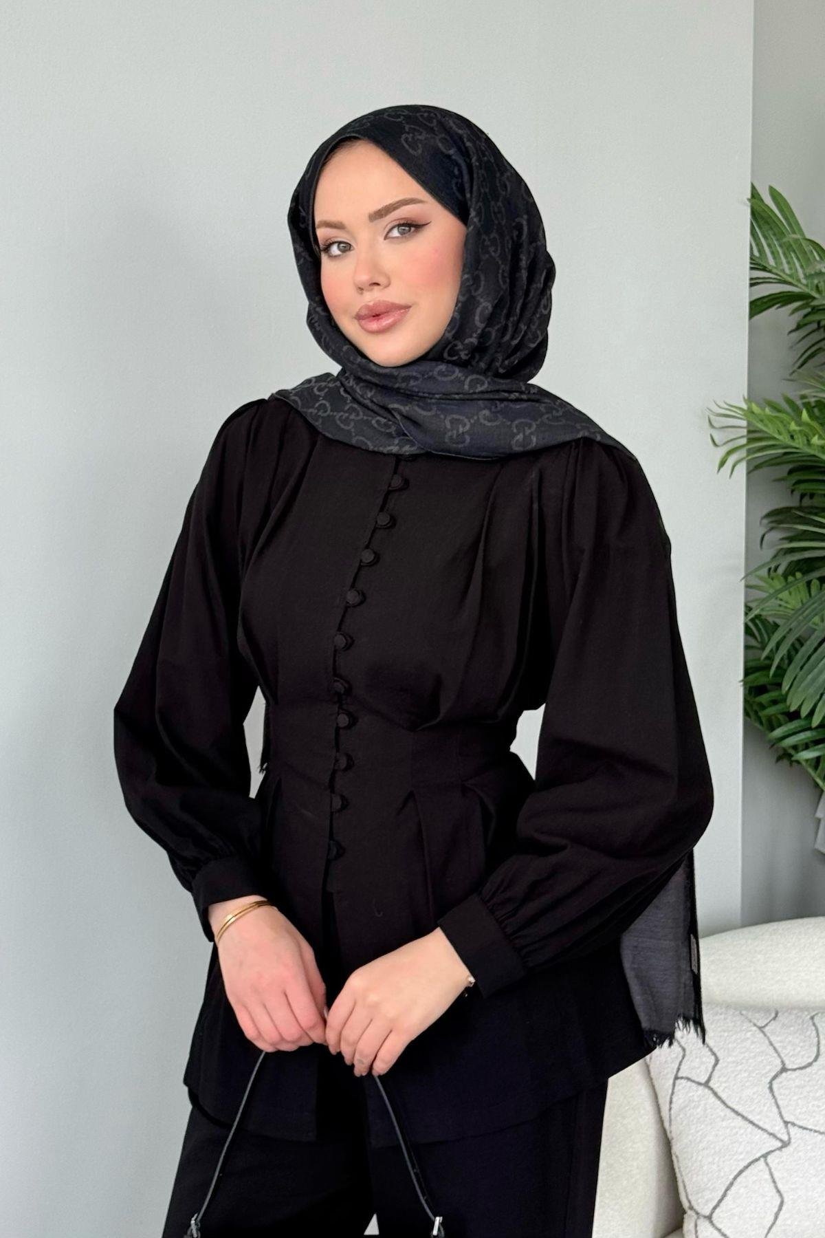 Sindy Keten Takım Siyah, Fiyatları Sindy Keten Takım Siyah - Haza Moda 