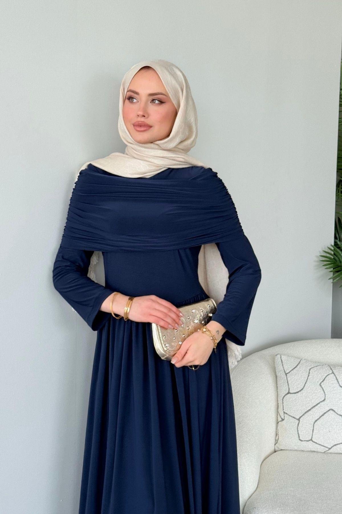 Sinem Sandy Elbise Lacivert, Fiyatları Sinem Sandy Elbise Lacivert- Haza Moda