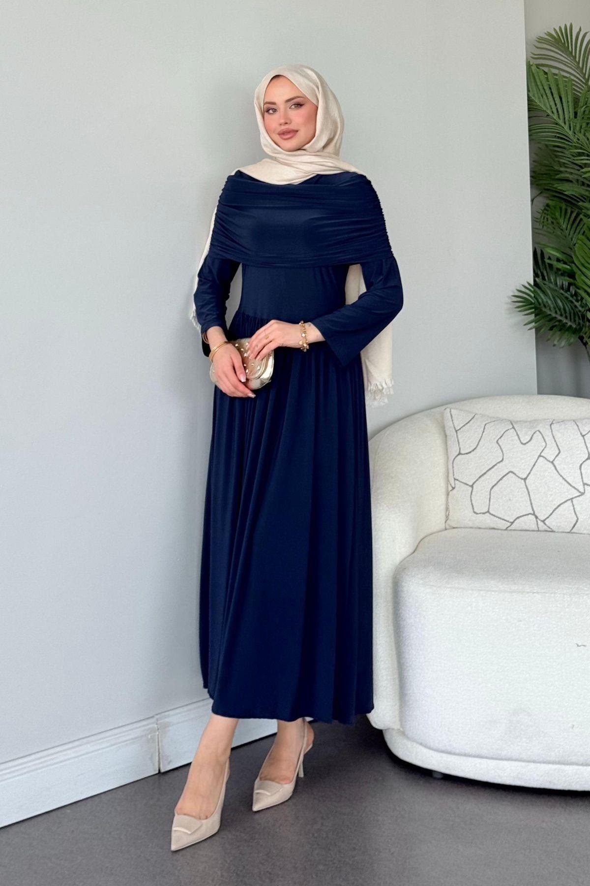 Sinem Sandy Elbise Lacivert, Fiyatları Sinem Sandy Elbise Lacivert- Haza Moda