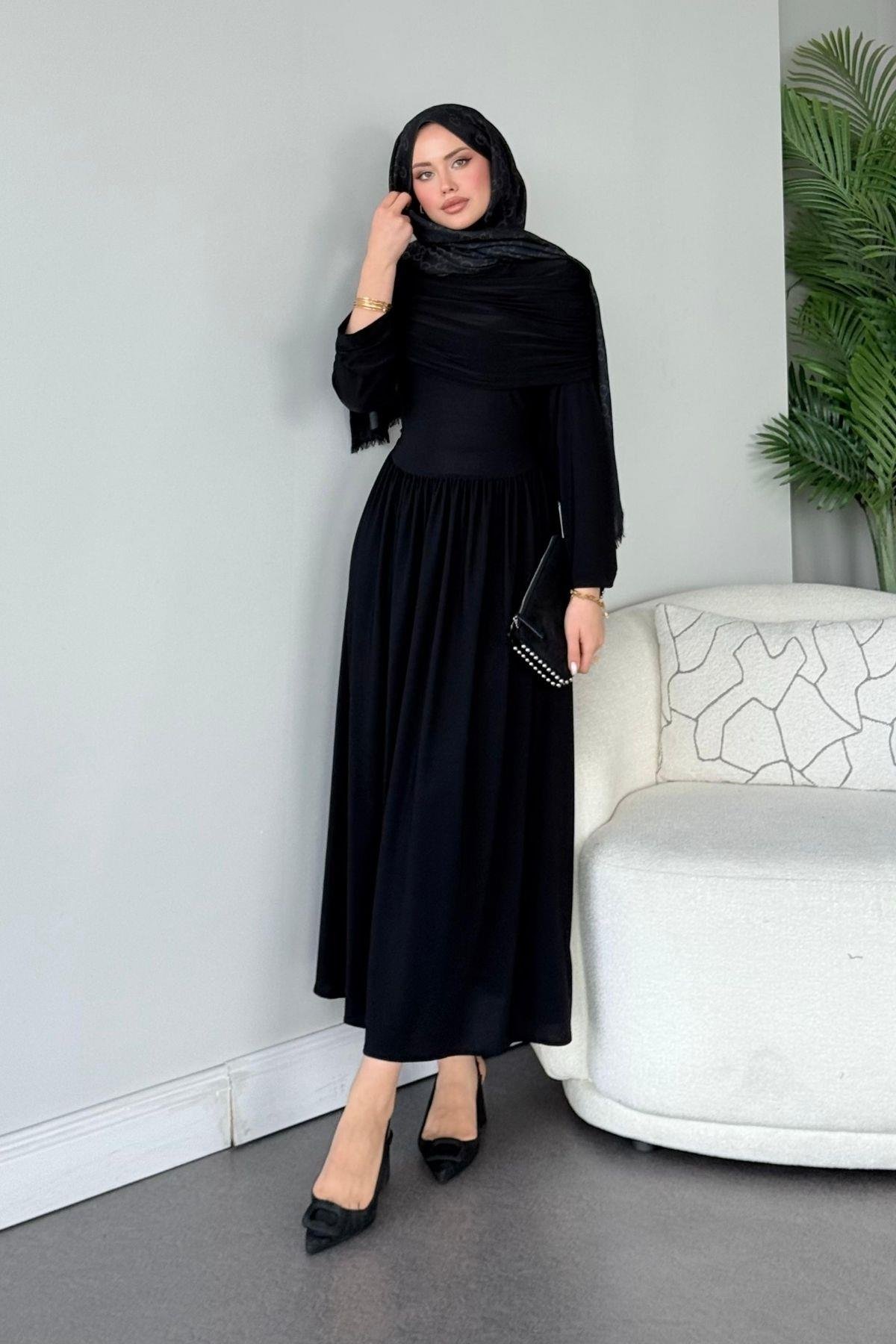 Sinem Sandy Elbise Siyah, Fiyatları Sinem Sandy Elbise Siyah- Haza Moda