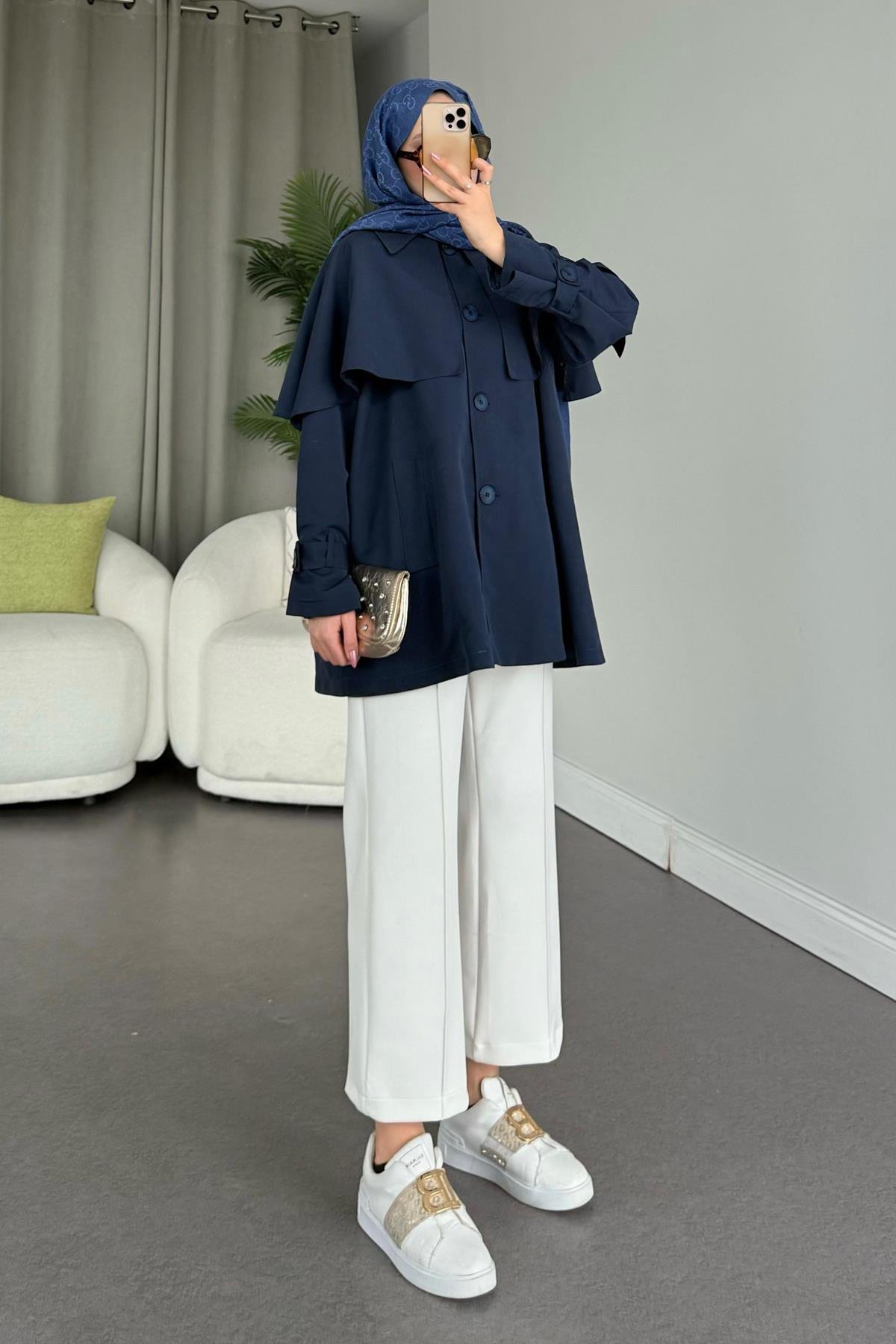 Sisu Pelerin Detaylı Ceket Lacivert, Fiyatları Haza Moda | Tesettür Giyim | Sisu Pelerin Detaylı Ceket Lacivert