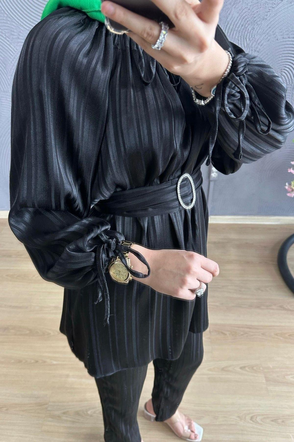 Sofia Büzgü Takım SİYAH, Fiyatları Milena Takım KAHVE – Haza Moda | Tesettür Giyim