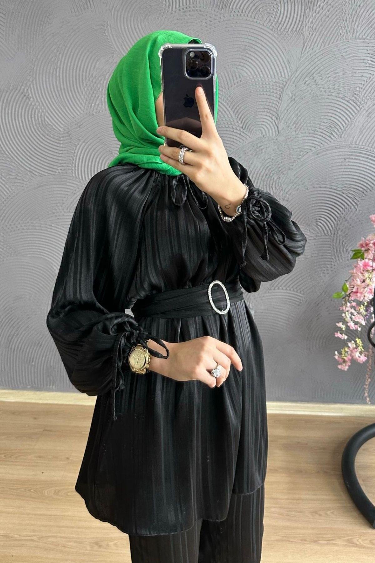 Sofia Büzgü Takım SİYAH, Fiyatları Milena Takım KAHVE – Haza Moda | Tesettür Giyim