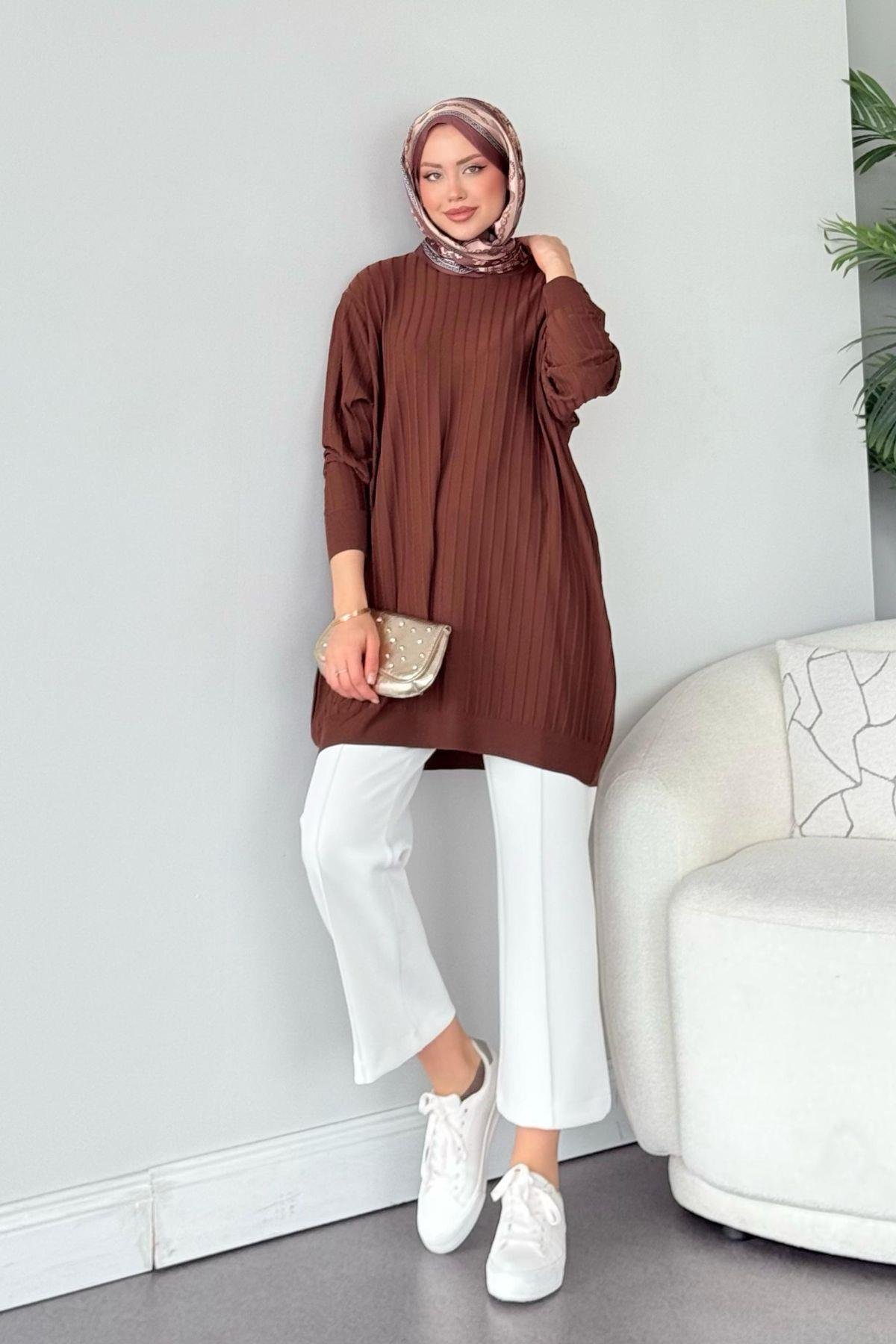 Soğuk İplik Tunik Acıkahve, Fiyatları Soğuk İplik Tunik Acıkahve - Haza Moda 