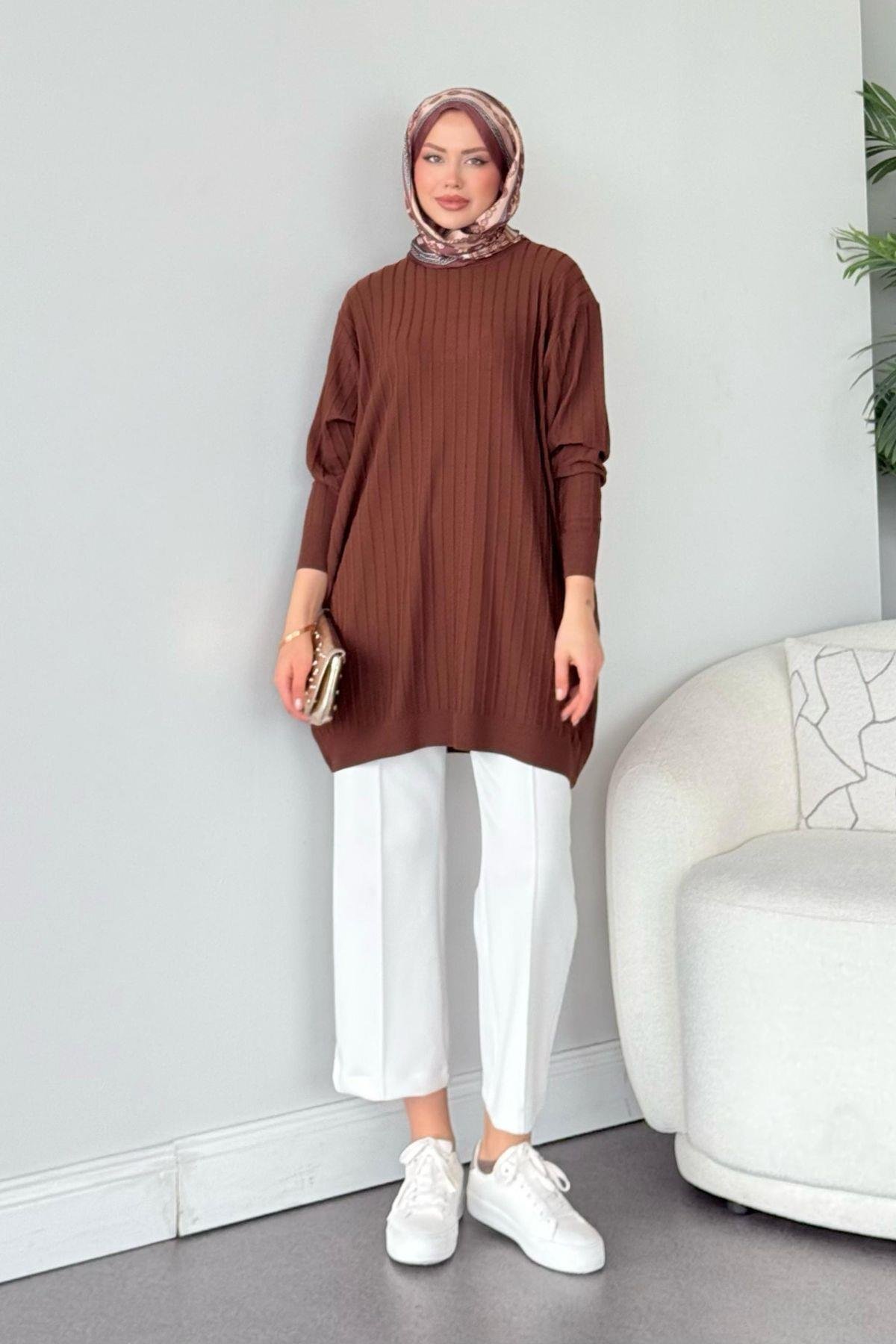 Soğuk İplik Tunik Acıkahve, Fiyatları Soğuk İplik Tunik Acıkahve - Haza Moda 