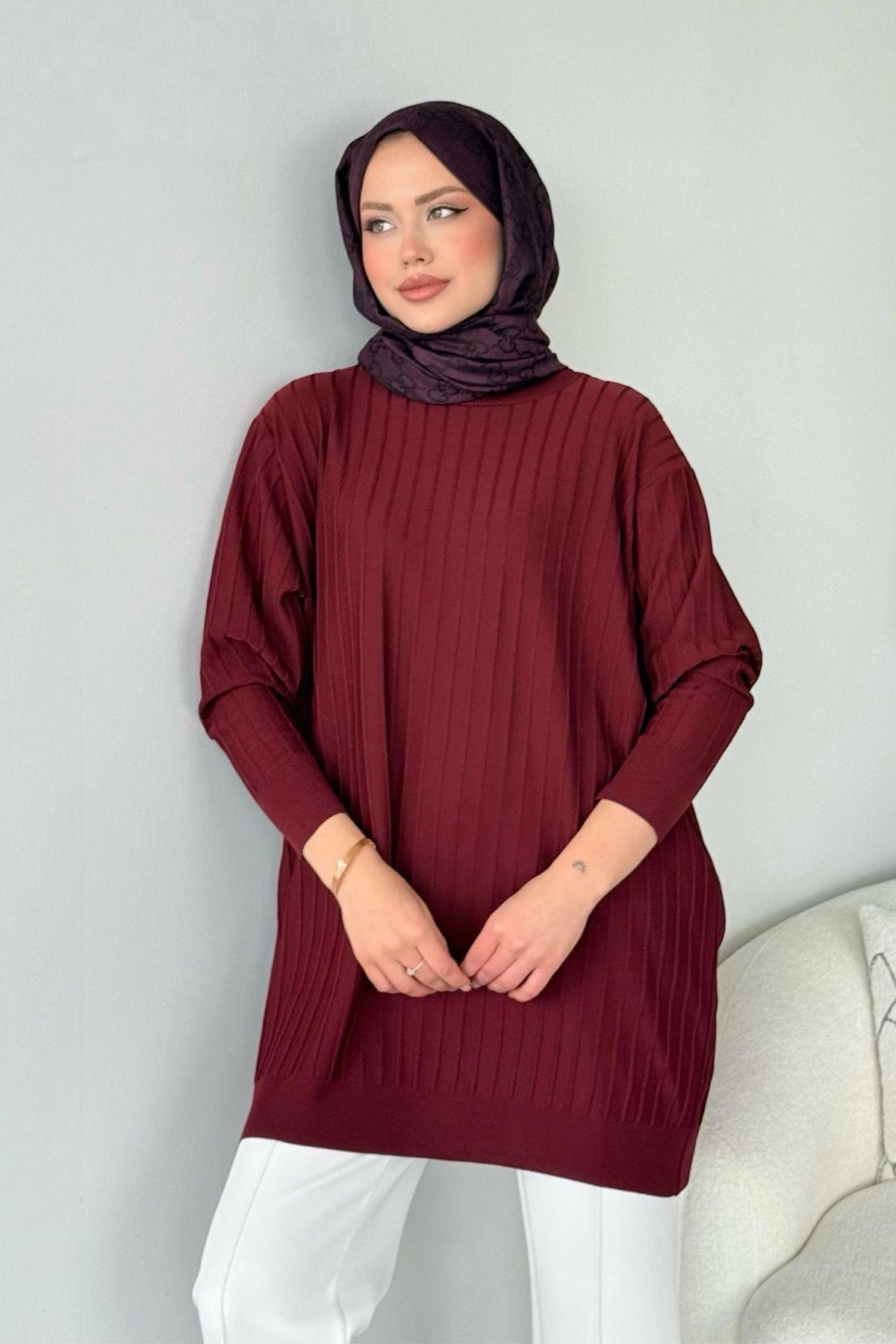 Soğuk İplik Tunik Bordo, Fiyatları Soğuk İplik Tunik Bordo - Haza Moda 