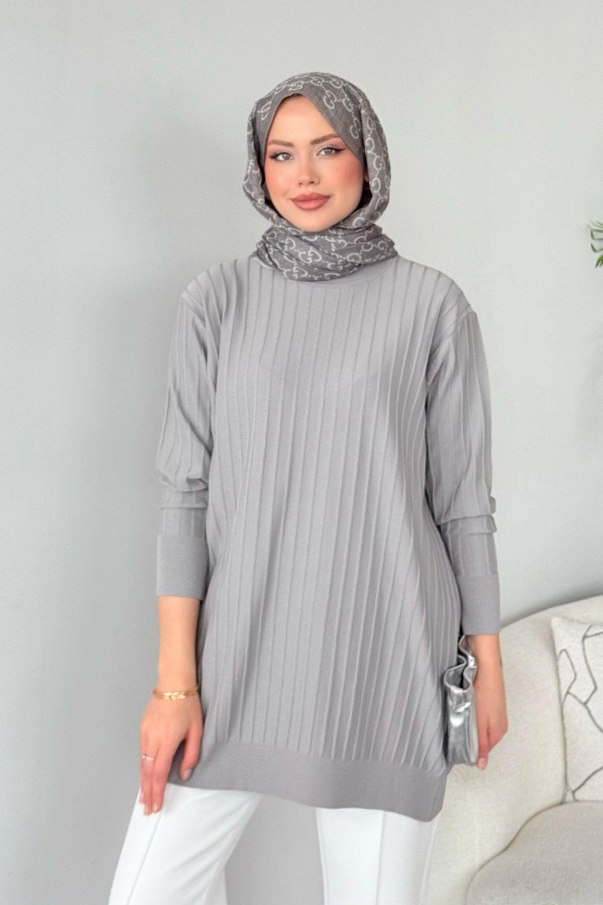 Soğuk İplik Tunik Gri, Fiyatları Soğuk İplik Tunik Gri - Haza Moda 
