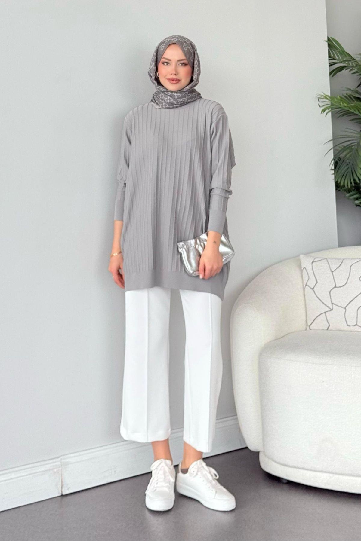 Soğuk İplik Tunik Gri, Fiyatları Soğuk İplik Tunik Gri - Haza Moda 