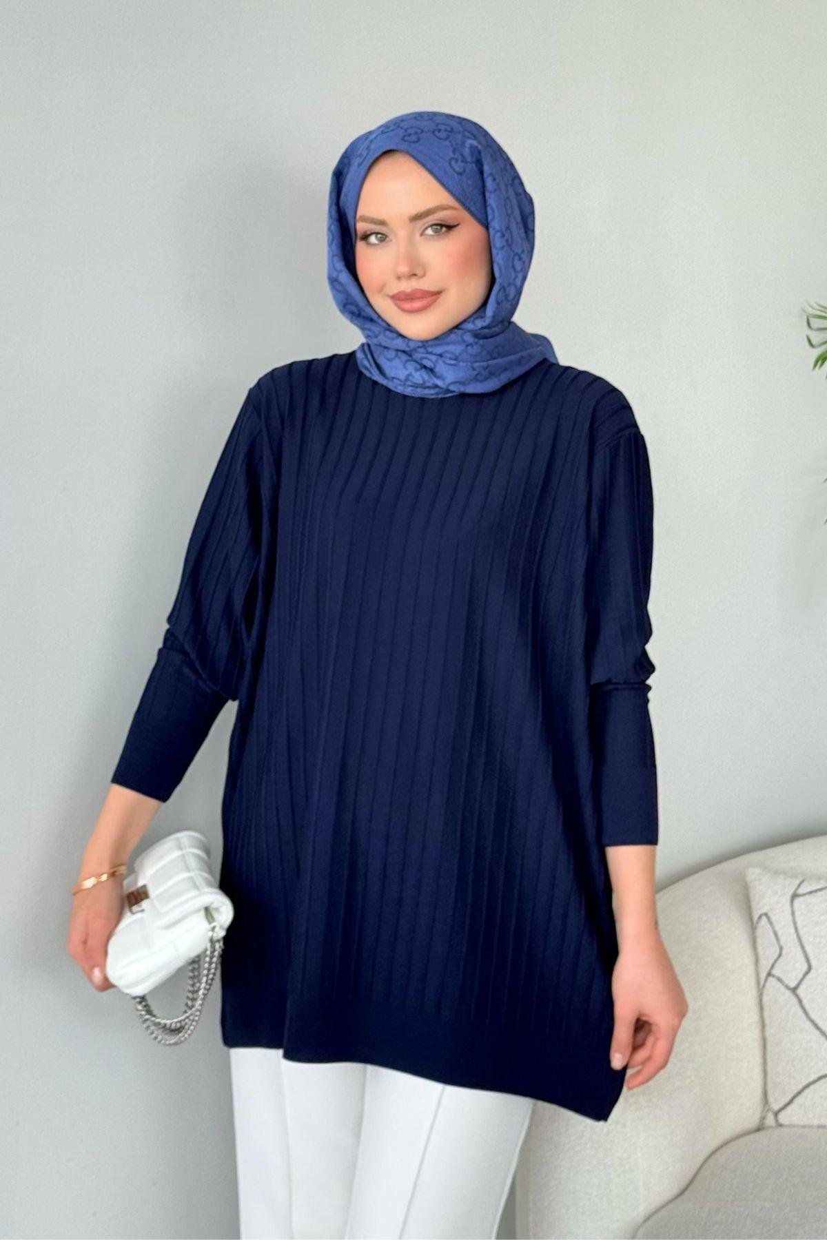 Soğuk İplik Tunik Lacivert, Fiyatları Soğuk İplik Tunik Lacivert - Haza Moda 