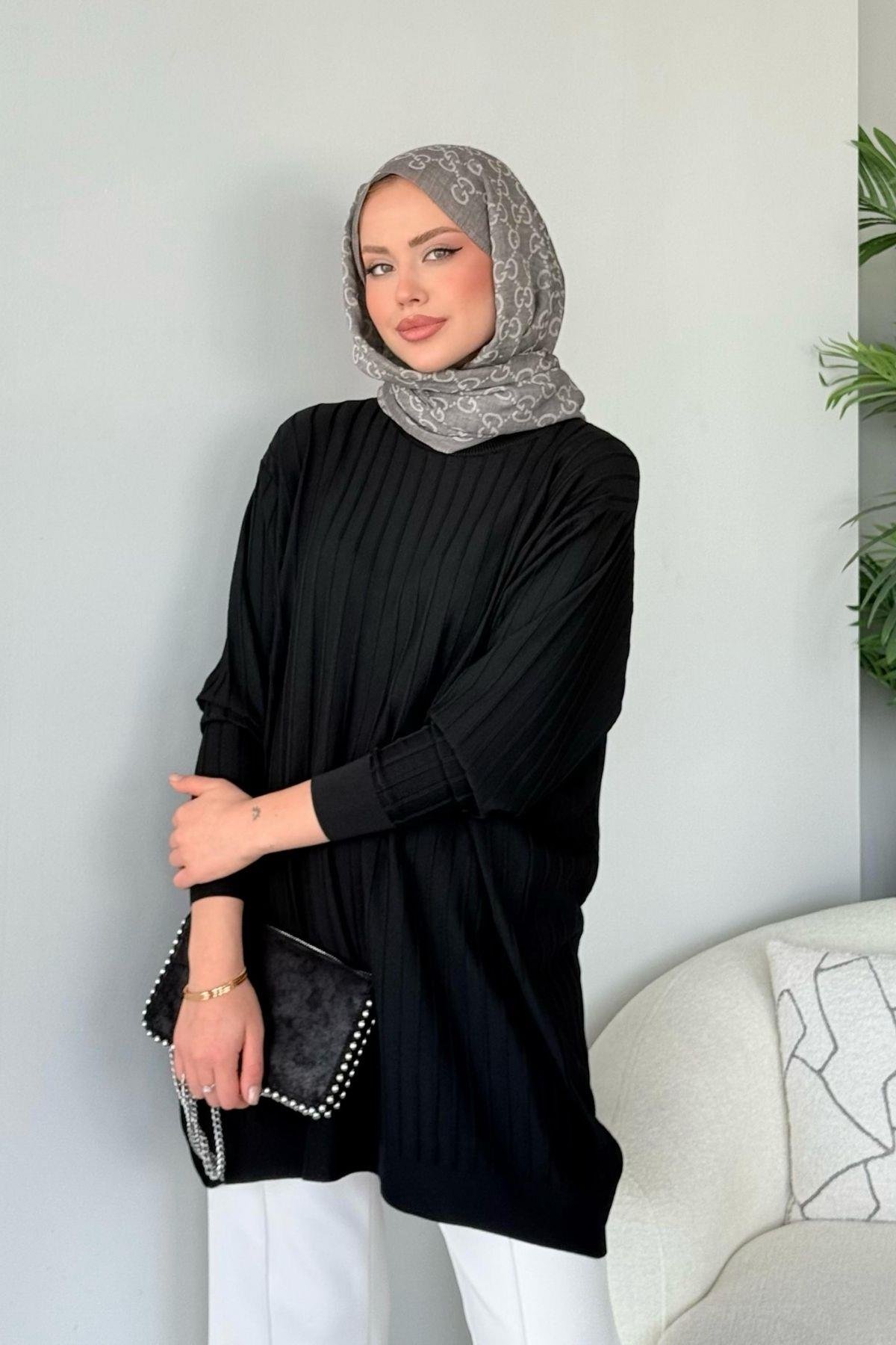 Soğuk İplik Tunik Siyah, Fiyatları Soğuk İplik Tunik Siyah - Haza Moda 