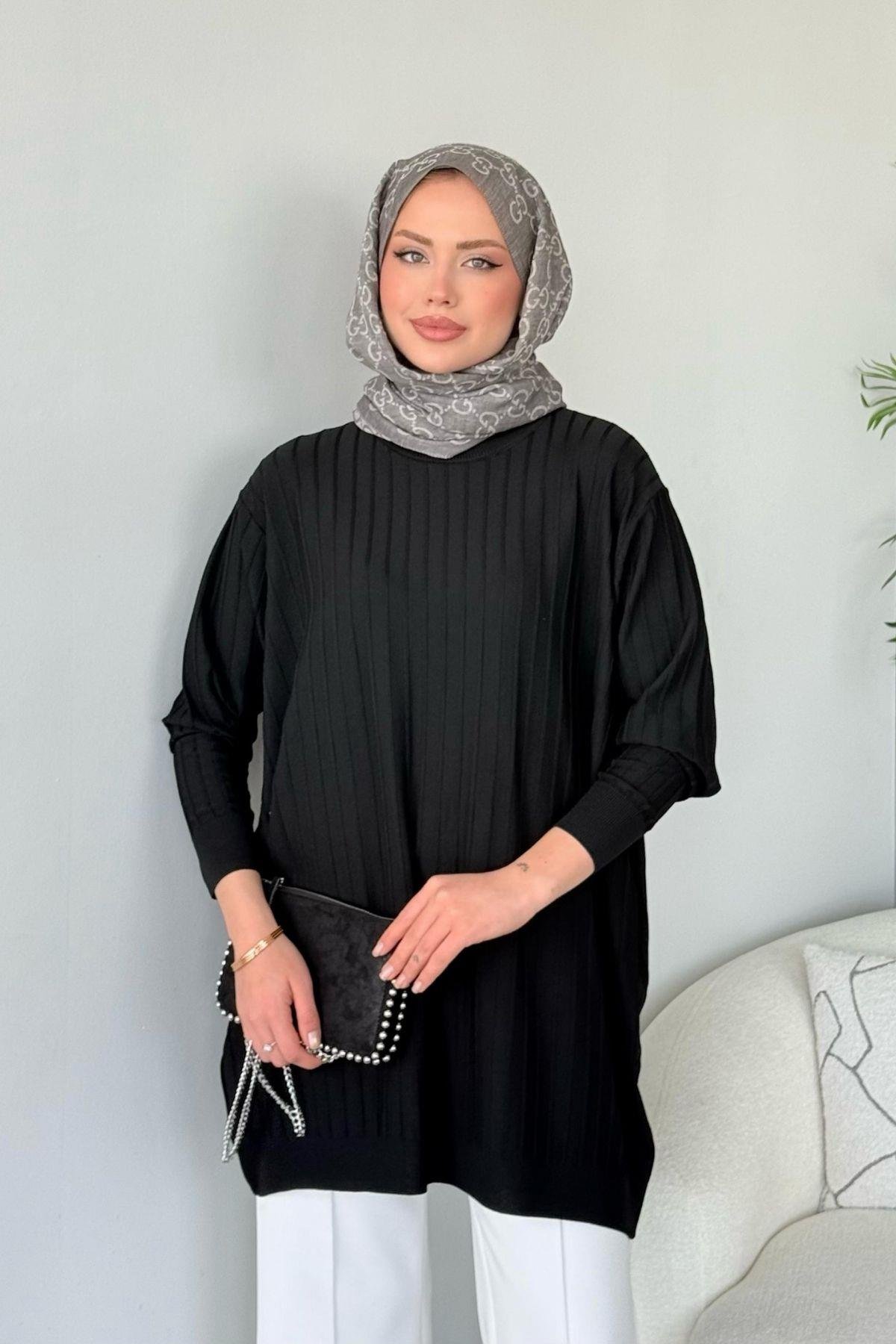 Soğuk İplik Tunik Siyah, Fiyatları Soğuk İplik Tunik Siyah - Haza Moda 