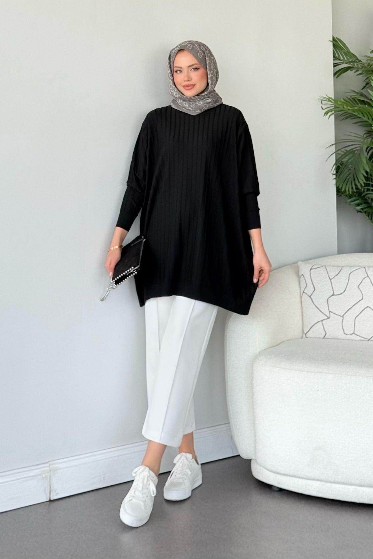 Soğuk İplik Tunik Siyah, Fiyatları Soğuk İplik Tunik Siyah - Haza Moda 