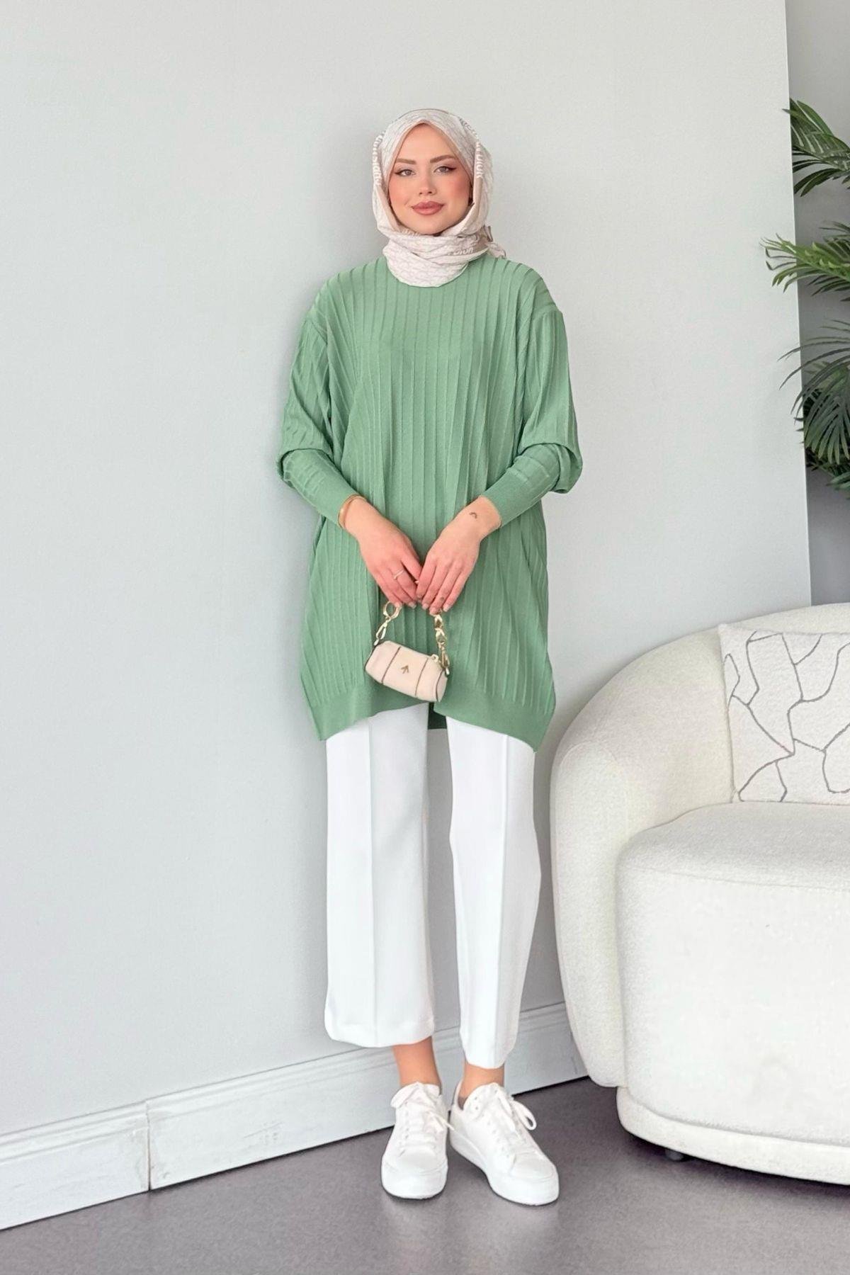 Soğuk İplik Tunik Suyeşili, Fiyatları Soğuk İplik Tunik Suyeşili - Haza Moda 