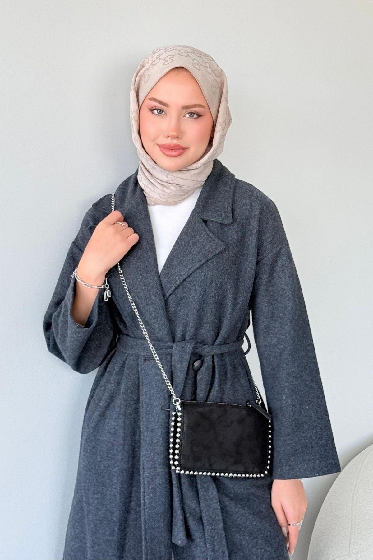 Soldes Yırtmaçlı Kaşe Kaban Antrasit, Fiyatları 