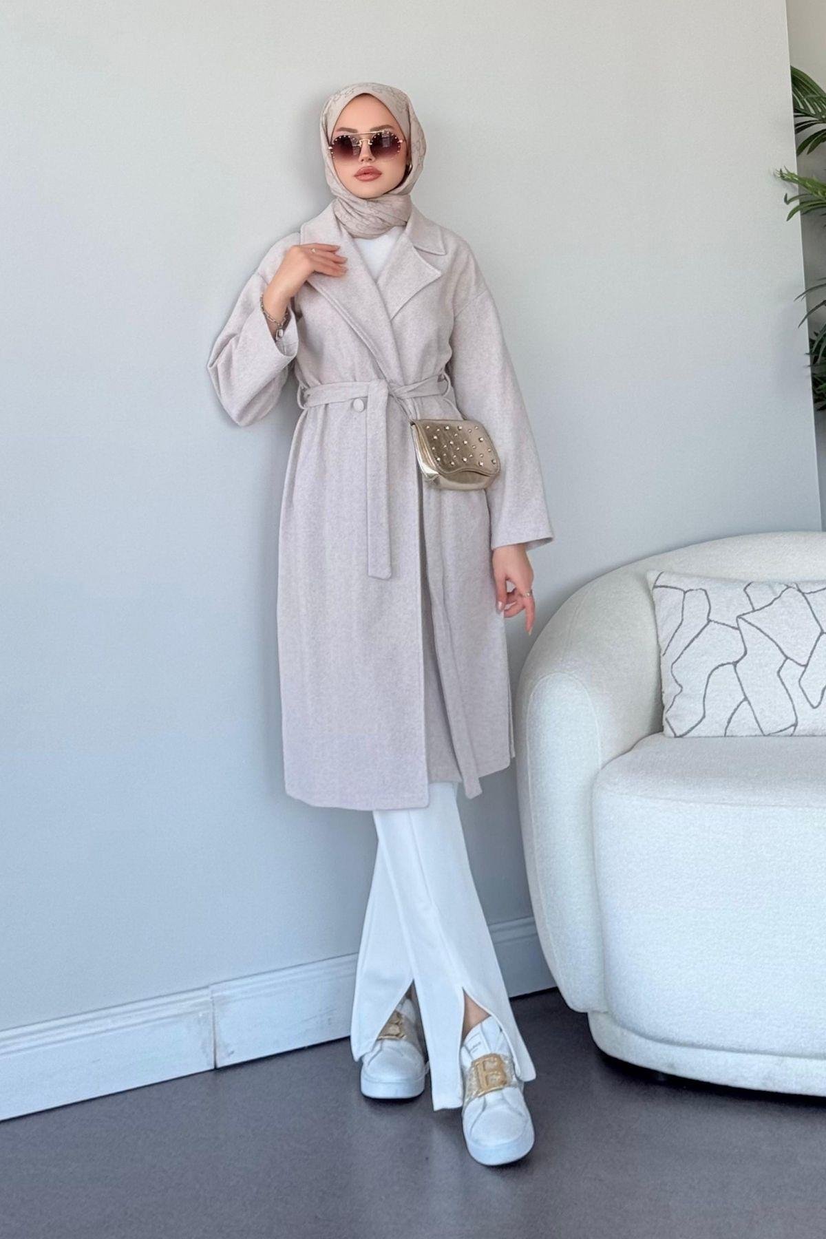 Soldes Yırtmaçlı Kaşe Kaban Bej, Fiyatları 