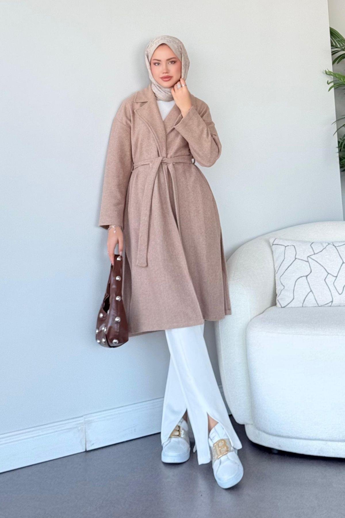 Soldes Yırtmaçlı Kaşe Kaban Camel, Fiyatları 