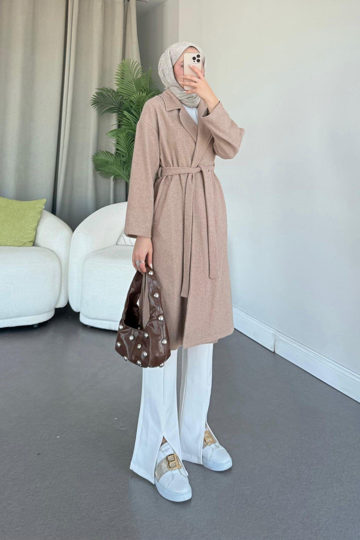 Soldes Yırtmaçlı Kaşe Kaban Camel, Fiyatları 