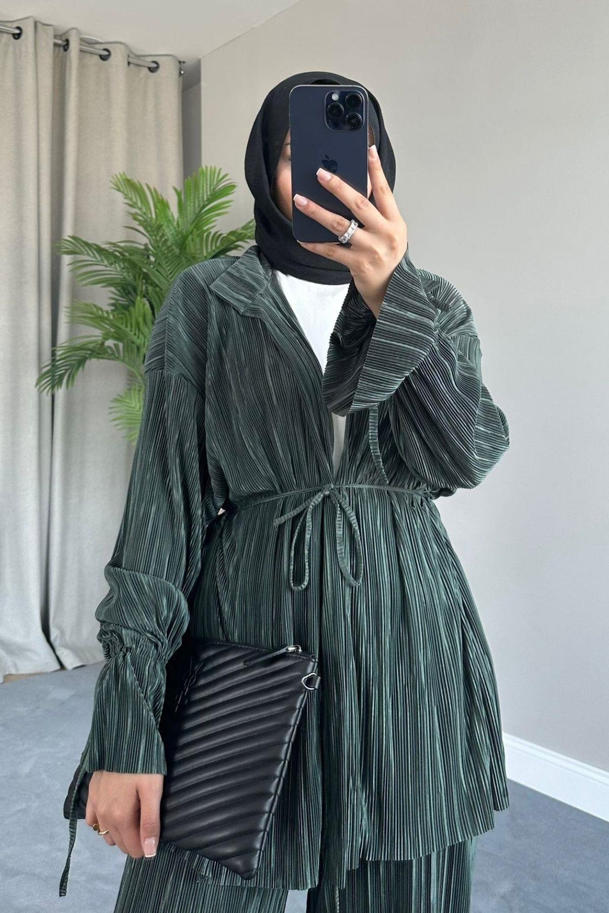 Soly Piliseli Takım Haki, Fiyatları Soly Piliseli Takım Kahve – Haza Moda | Tesettür Giyim