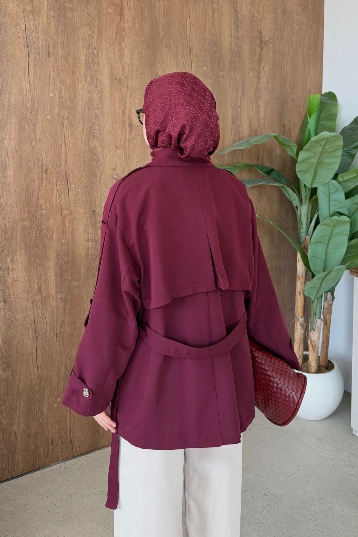 STYL Düğmeli Yarım Trenç Bordo, Fiyatları 