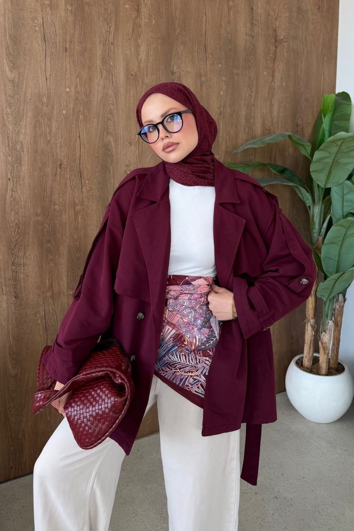 STYL Düğmeli Yarım Trenç Bordo, Fiyatları 