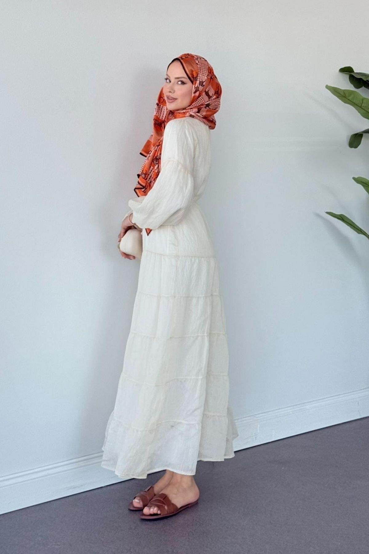 Taba Pamuklu Elbise EKRU, Fiyatları Taba Pamuklu Elbise EKRU- Haza Moda