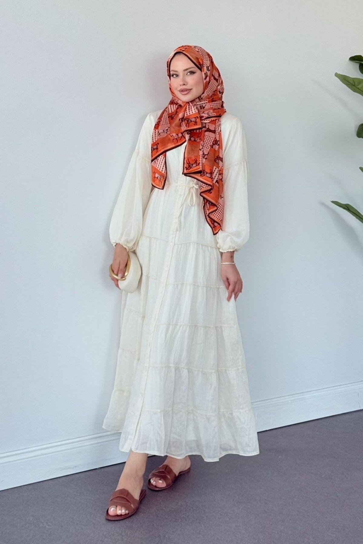 Taba Pamuklu Elbise EKRU, Fiyatları Taba Pamuklu Elbise EKRU- Haza Moda