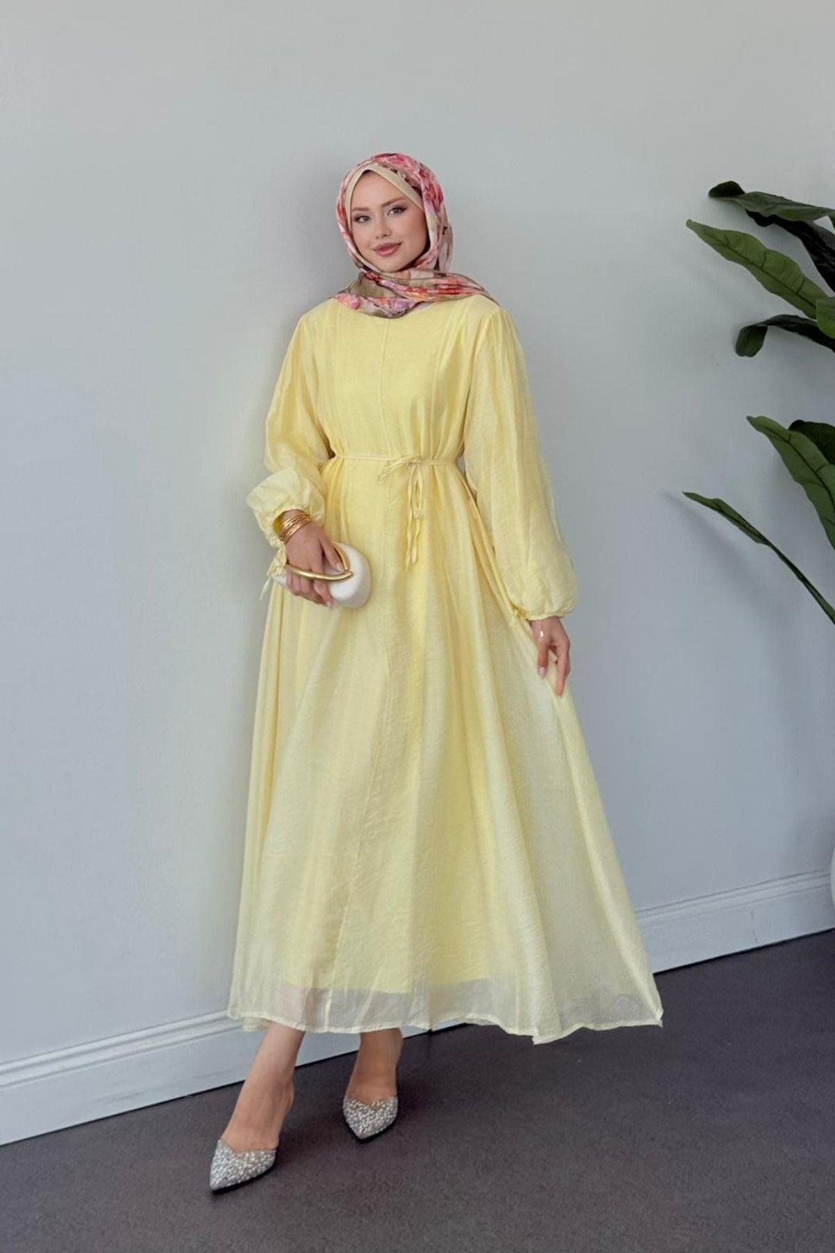 Talia Premium Elbise SARI, Fiyatları Talia Premium Elbise SARI- Haza Moda