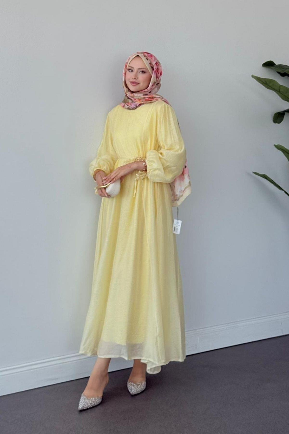 Talia Premium Elbise SARI, Fiyatları Talia Premium Elbise SARI- Haza Moda