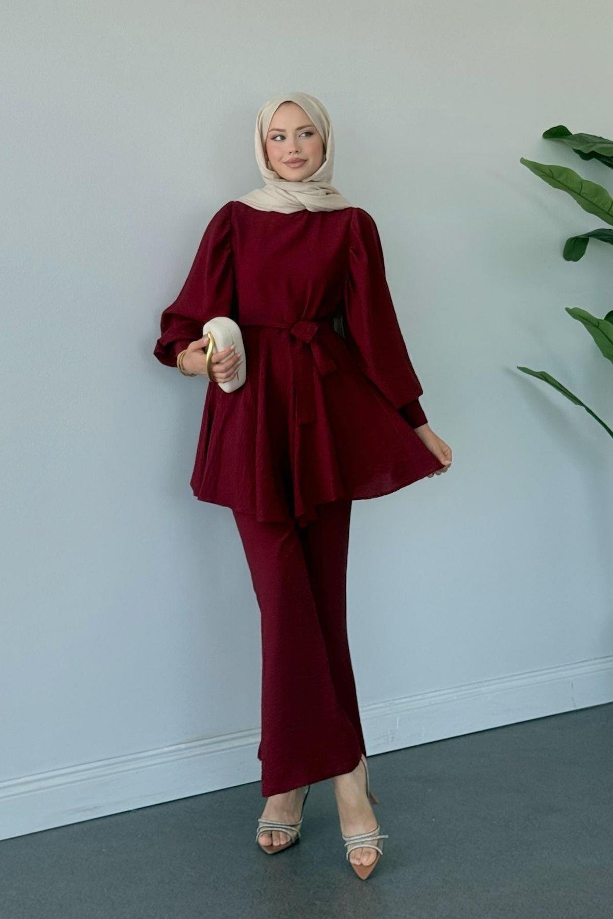 Tanya İkili Takım Bordo, Fiyatları Tanya İkili Takım Bordo- Haza Moda 