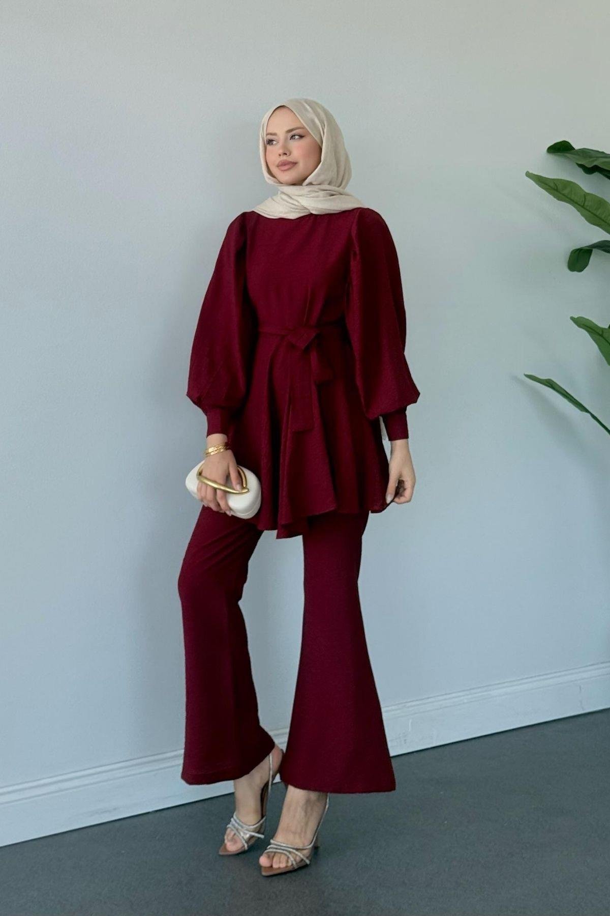Tanya İkili Takım Bordo, Fiyatları Tanya İkili Takım Bordo- Haza Moda 