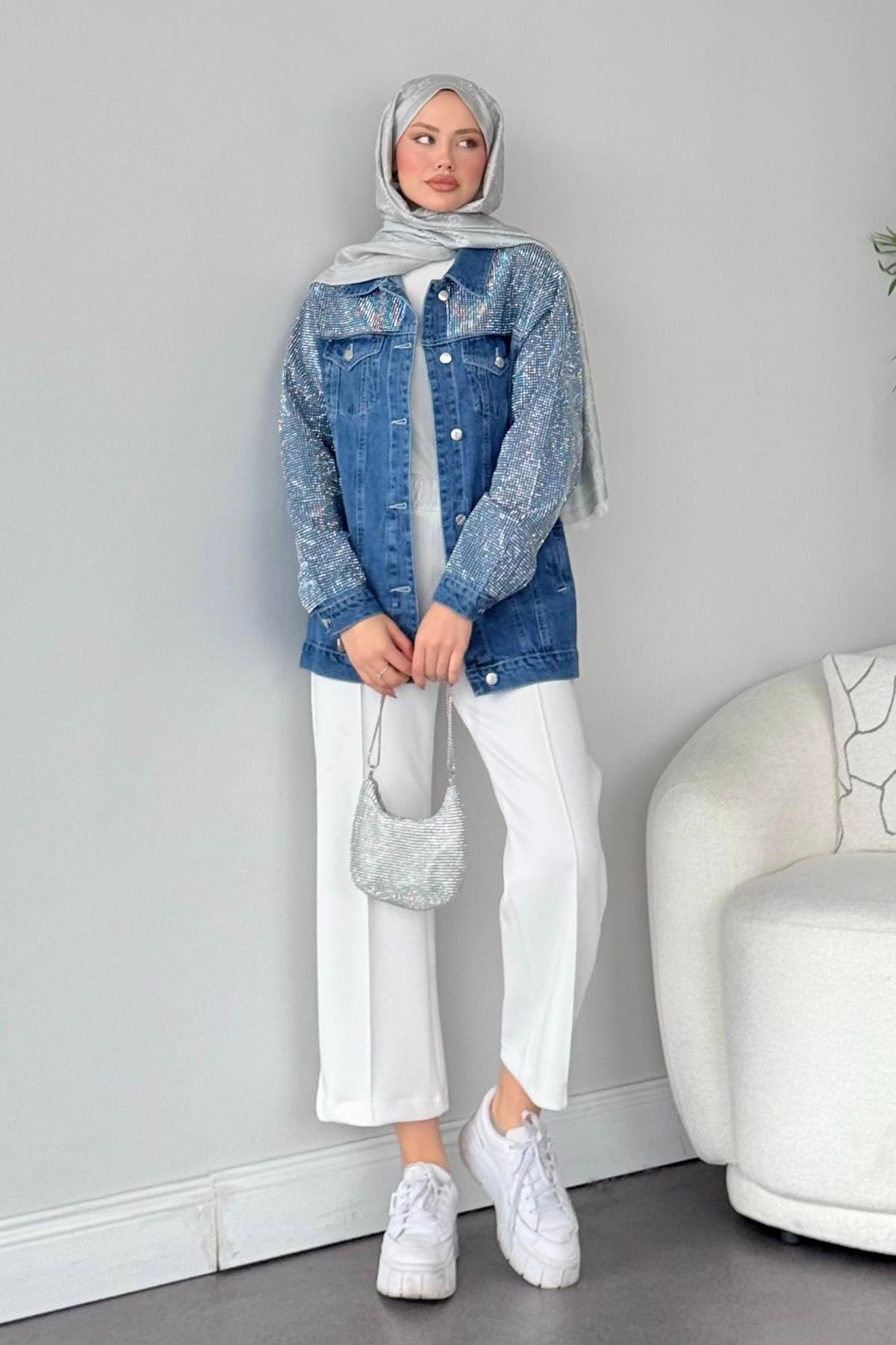 Taş Baskılı Denim Ceket, Fiyatları 