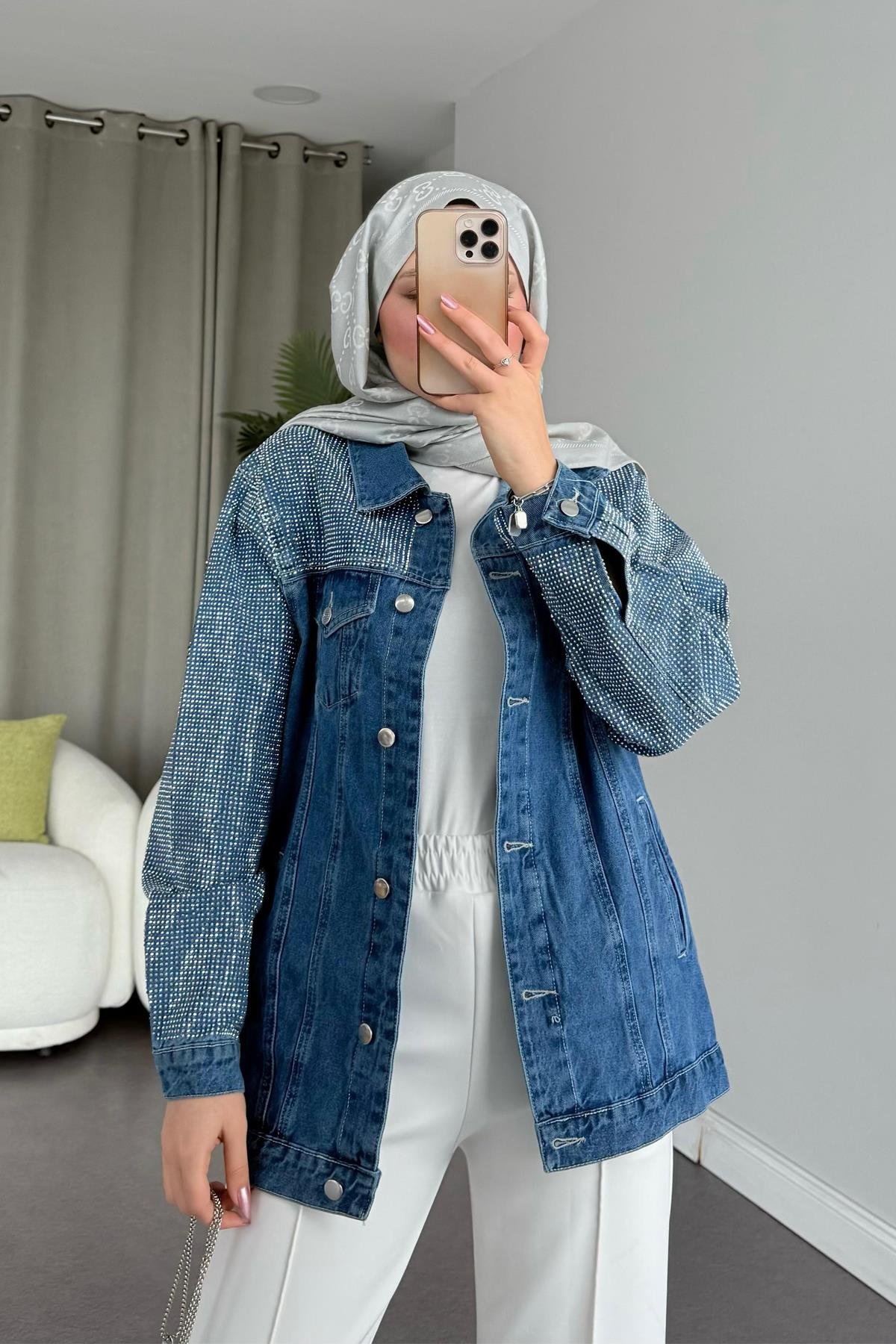 Taş Baskılı Denim Ceket, Fiyatları 