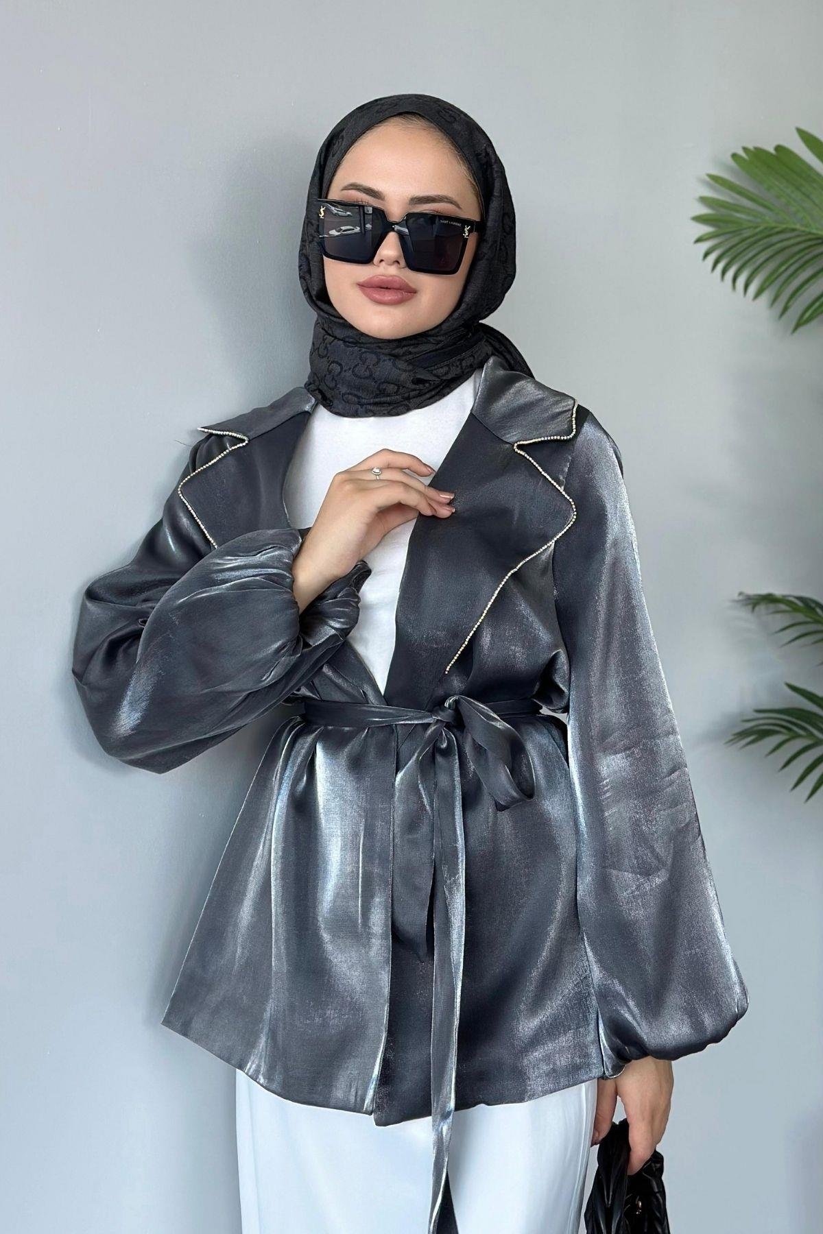 Taş Detaylı Ceket Gri, Fiyatları 