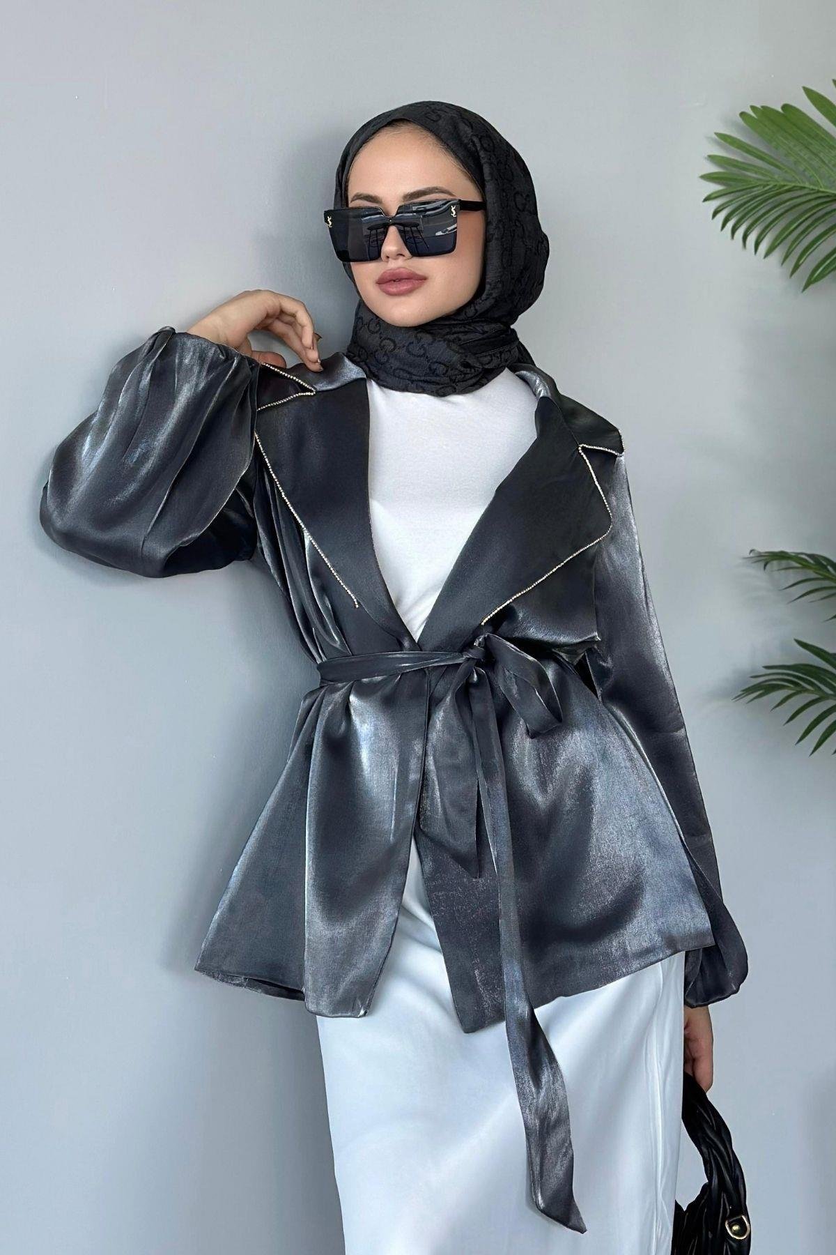 Taş Detaylı Ceket Gri, Fiyatları 