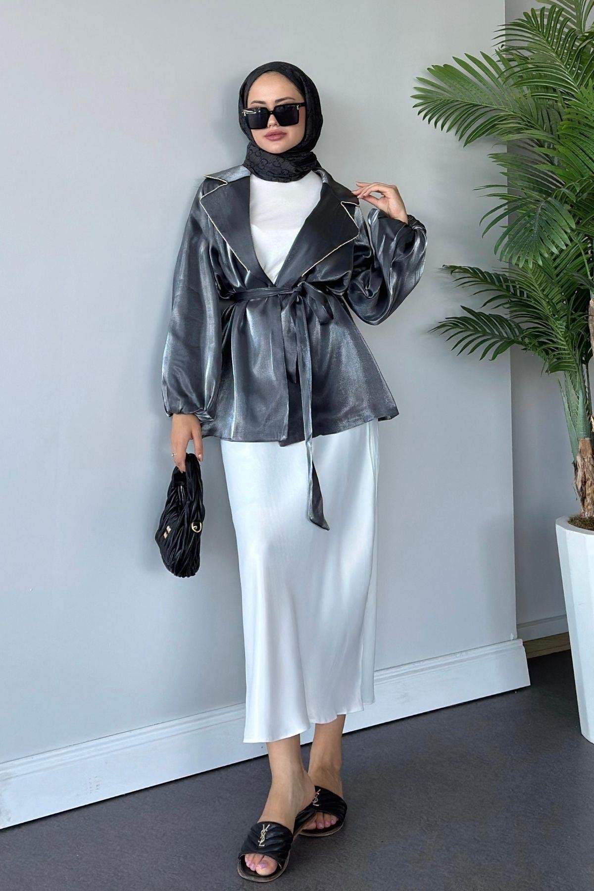 Taş Detaylı Ceket Gri, Fiyatları 